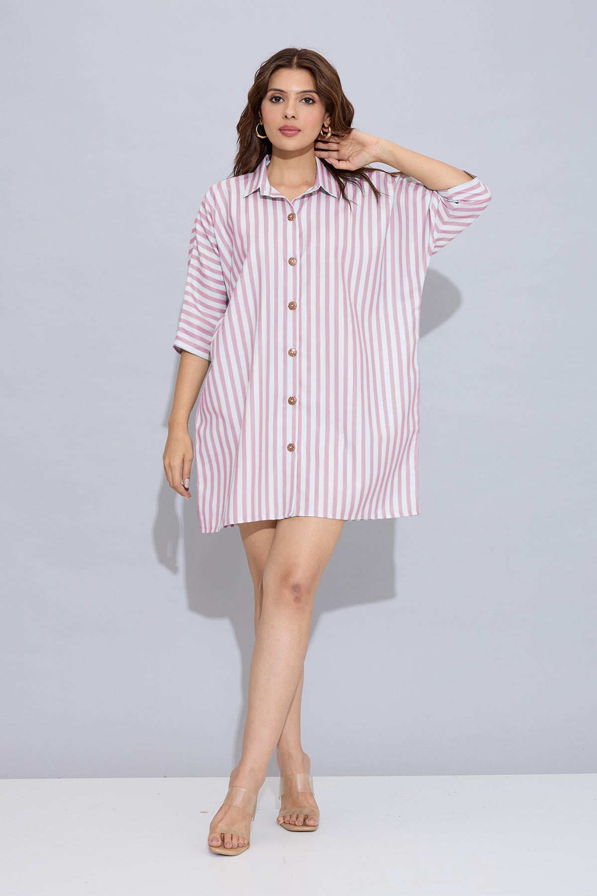 Buy Onion Stripes Oversized Dress for Women by SNEHA B Designer online available at scrollnshops