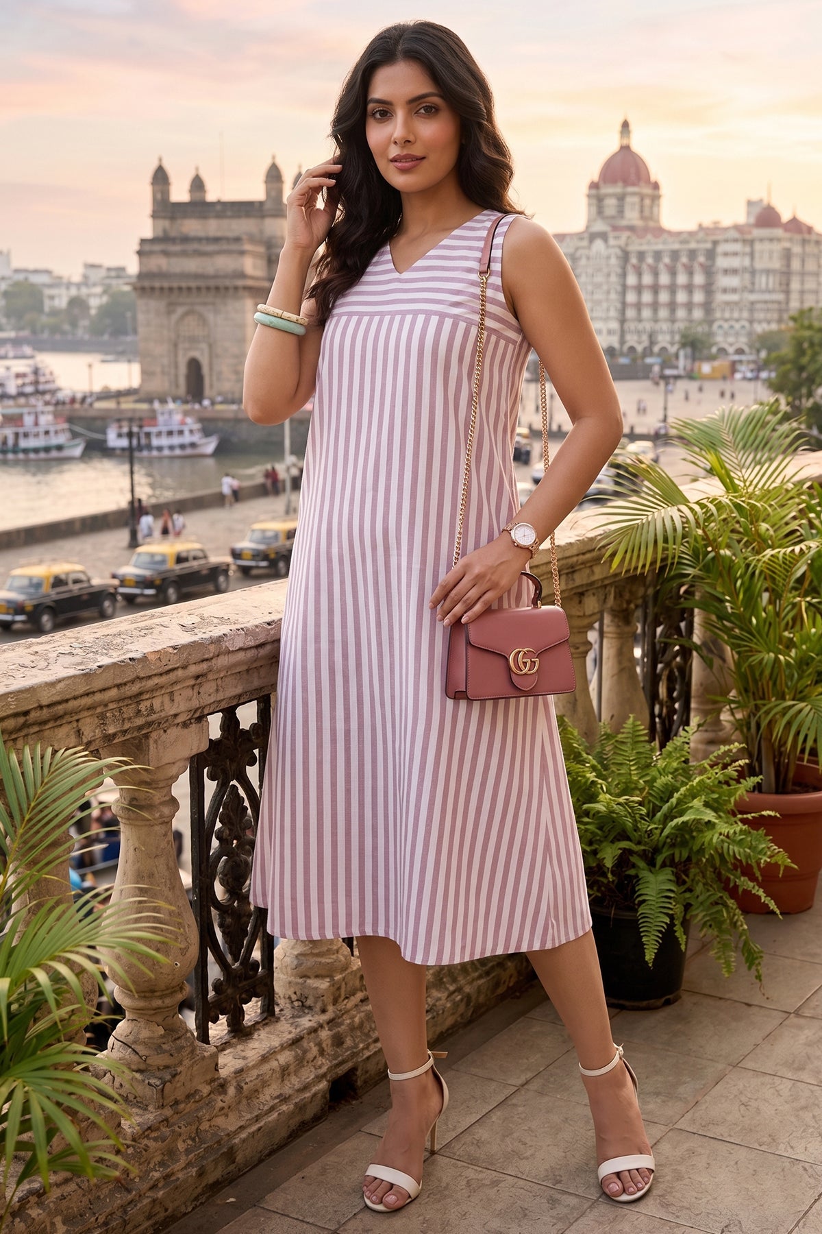 Buy Onion Stripes Sleeveless Dress for women by Sneha B online available at scrollnshops
