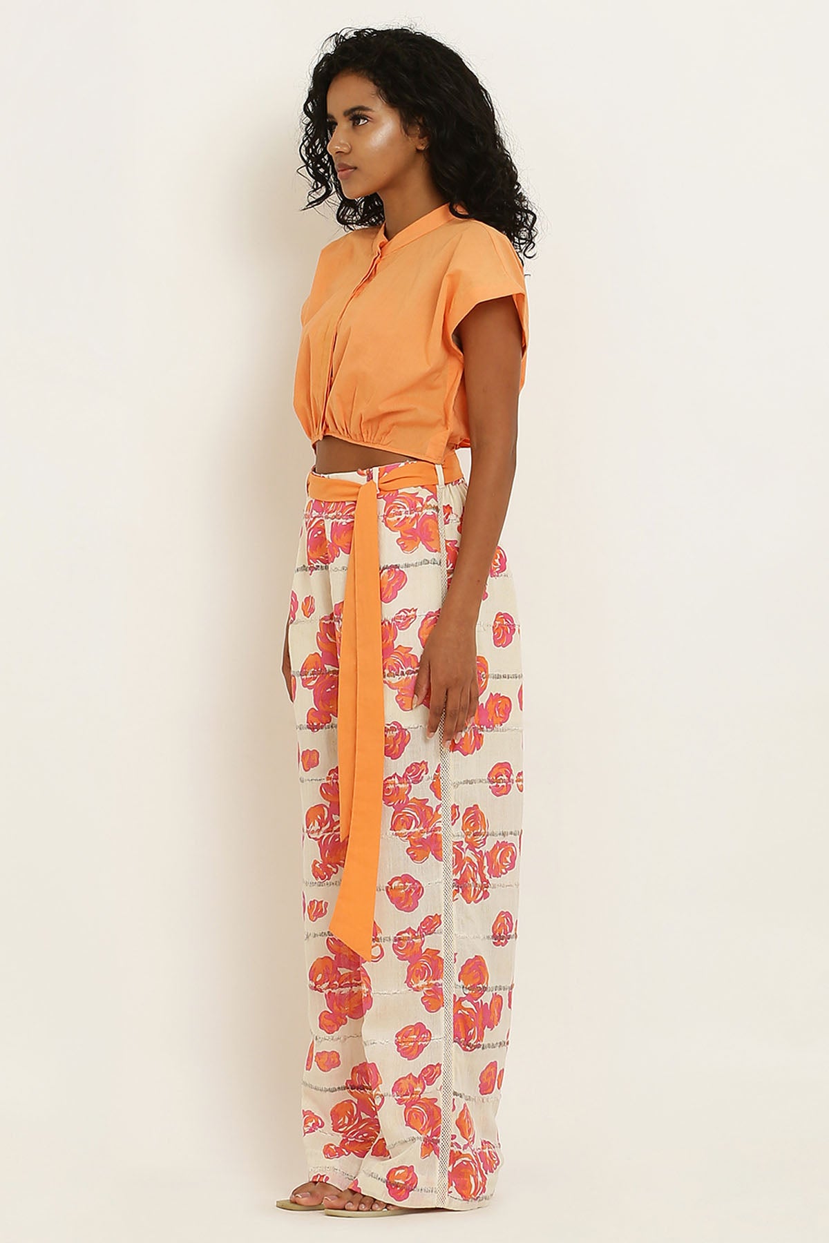 Orange Crop Top & Lace Pants