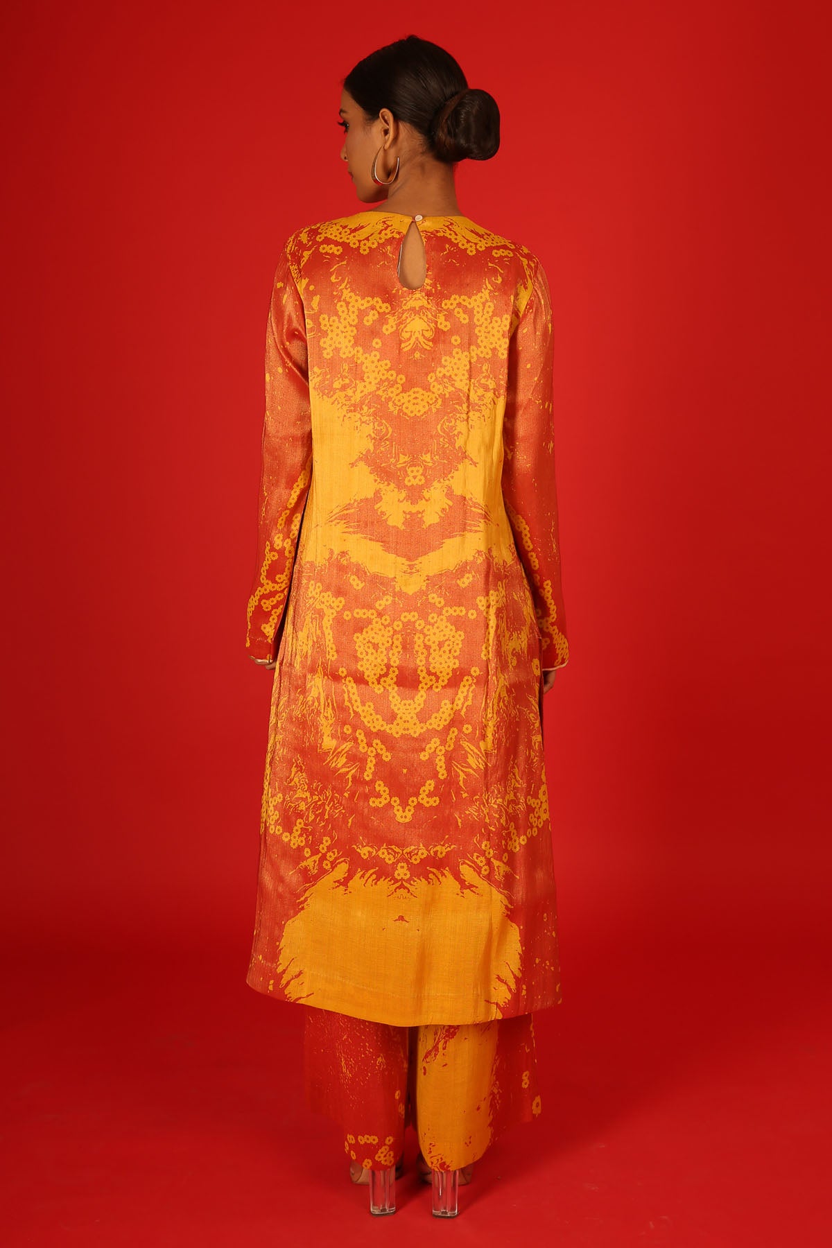 Orange Embroidered Kurta & Pants