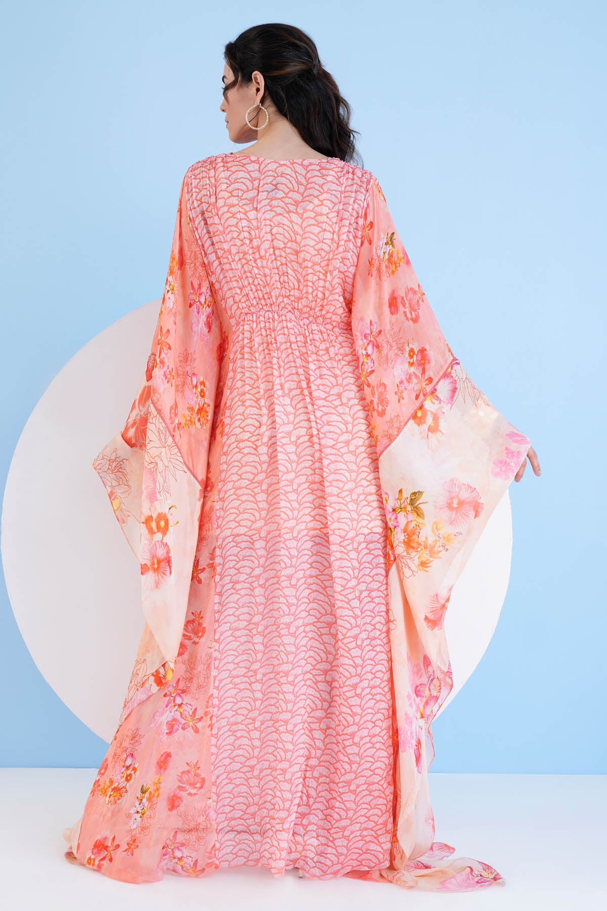 Orange Paneled Gather Kaftan