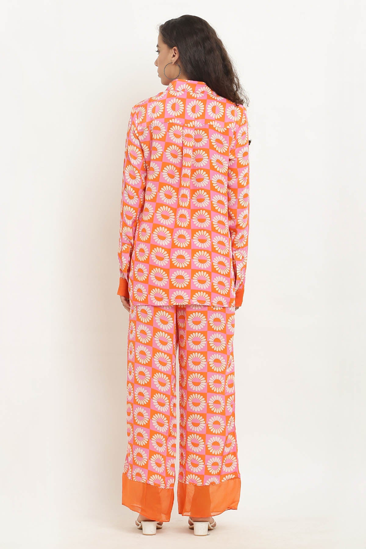 Orange Printed Crepe Co-ord Set
