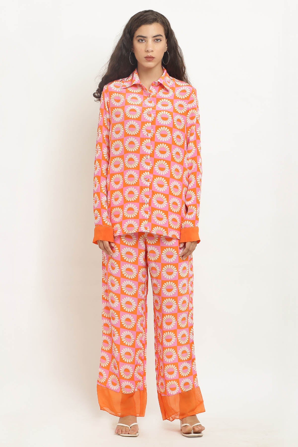 Orange Printed Crepe Co-ord Set
