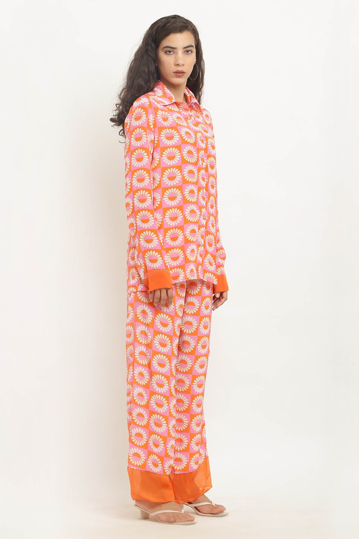 Orange Printed Crepe Co-ord Set