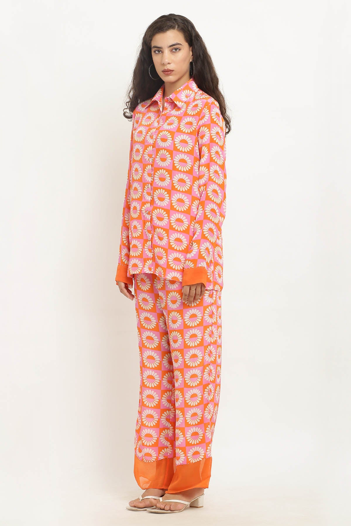 Orange Printed Crepe Co-ord Set