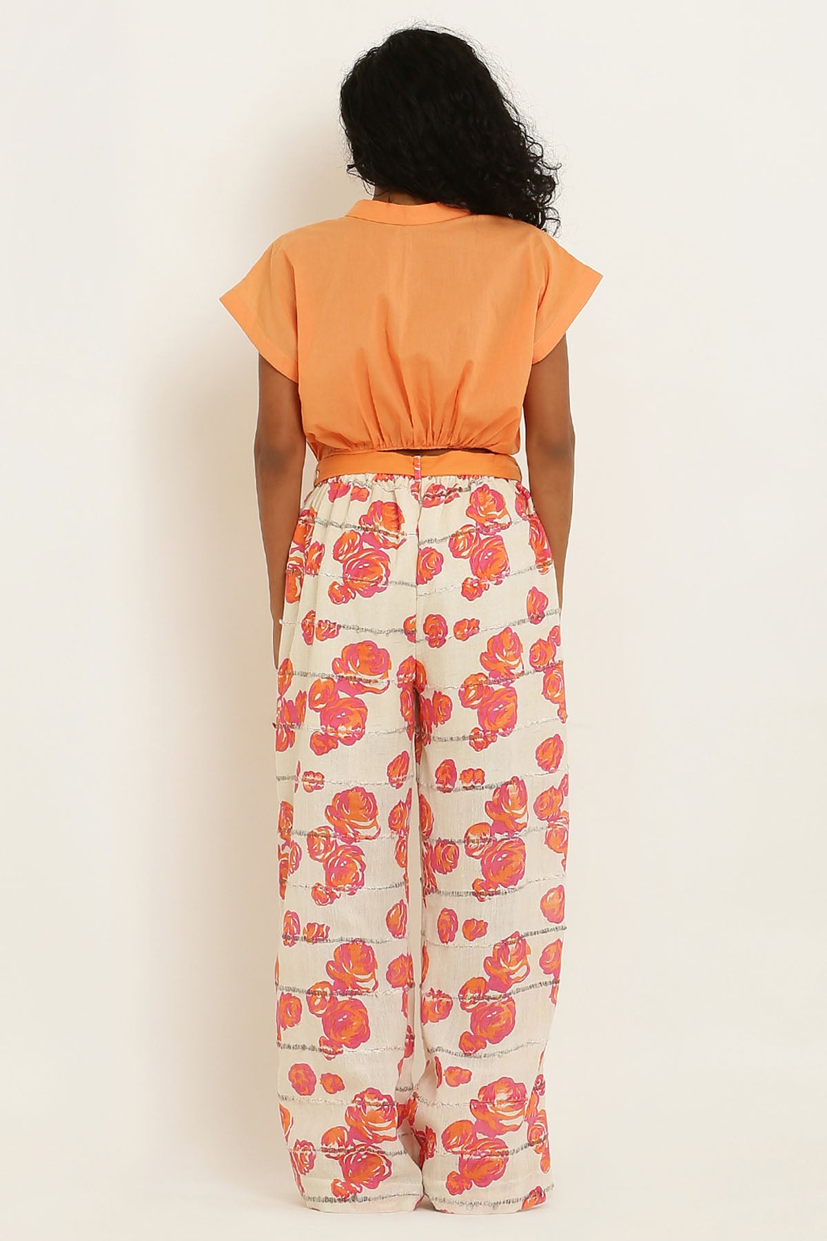 Orange Pure Cotton Crop Shirt