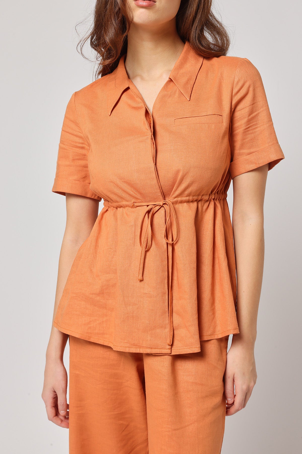 Orange Adjustable Drawstring Top