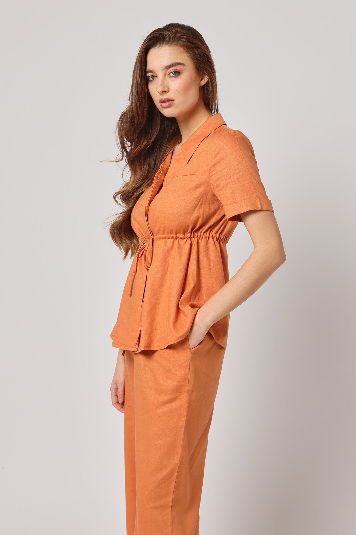 Orange Adjustable Drawstring Top