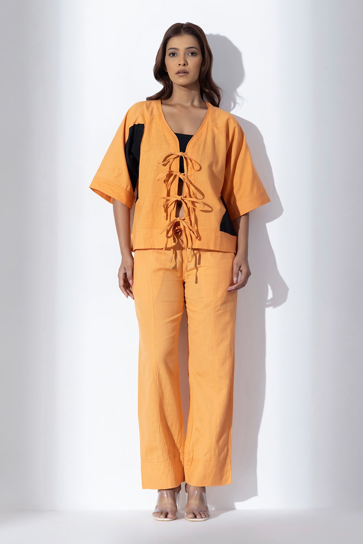 Buy Orange Applique Work Co-ord Set by Markkah Studio for Women online at ScrollnShops