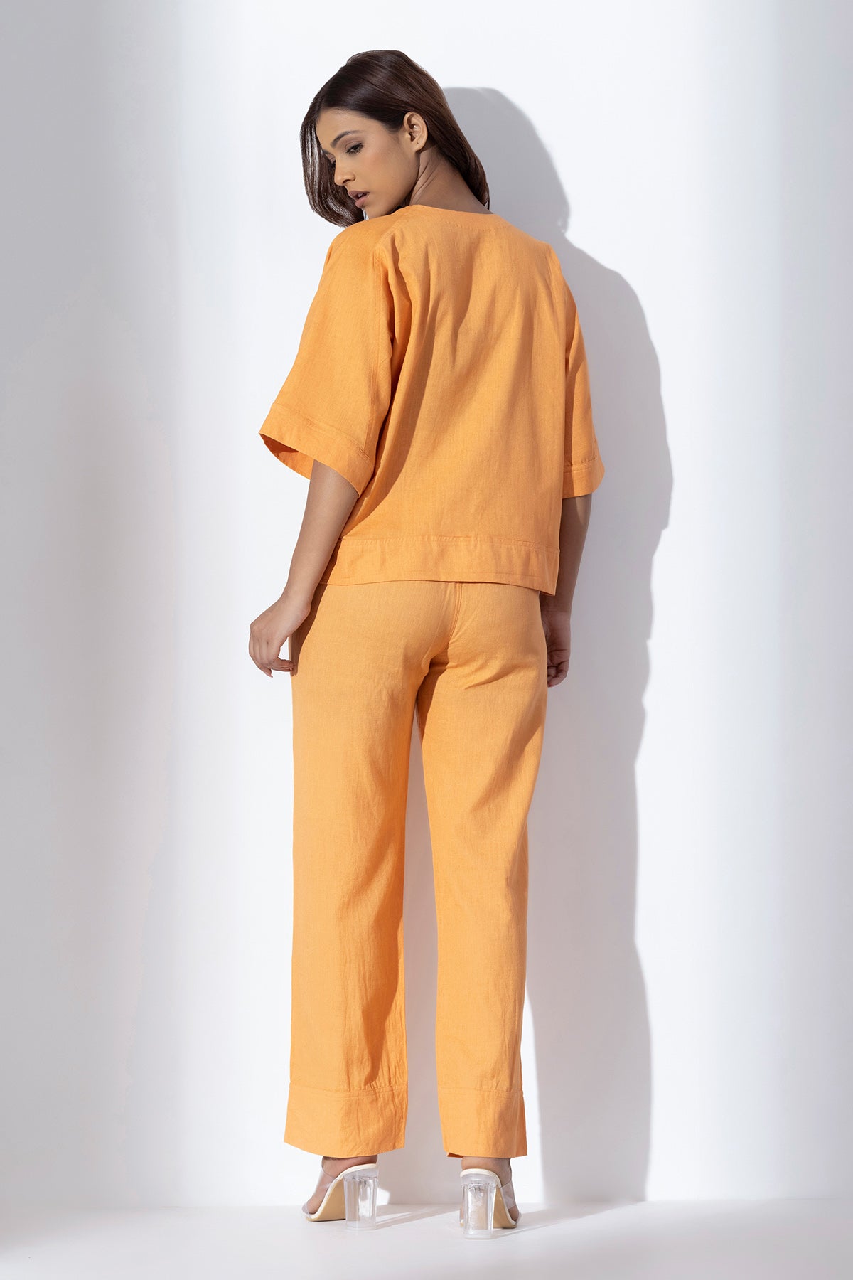 Orange Applique Work Co-ord Set