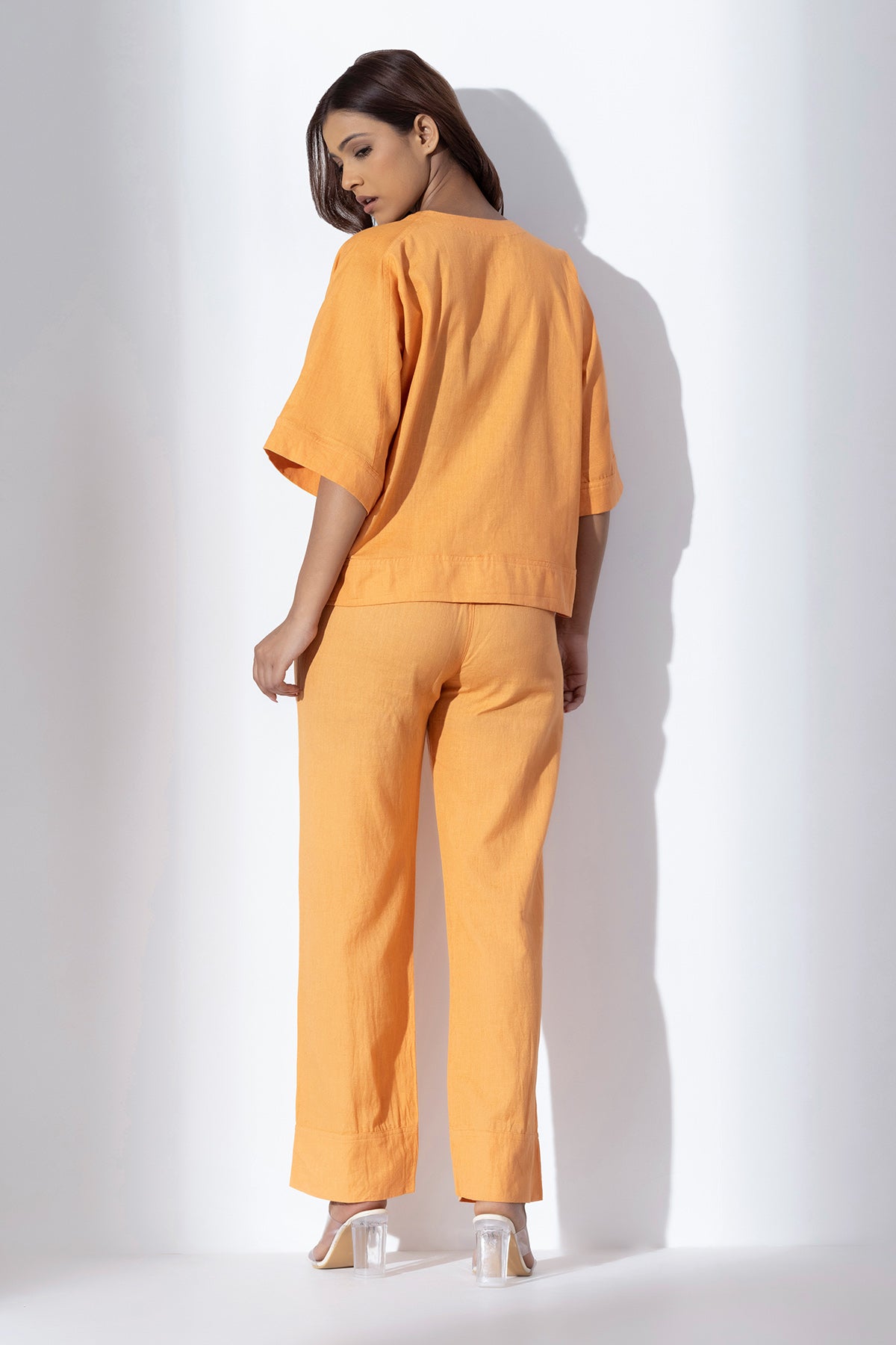 Orange Applique Work Tie-Up Top