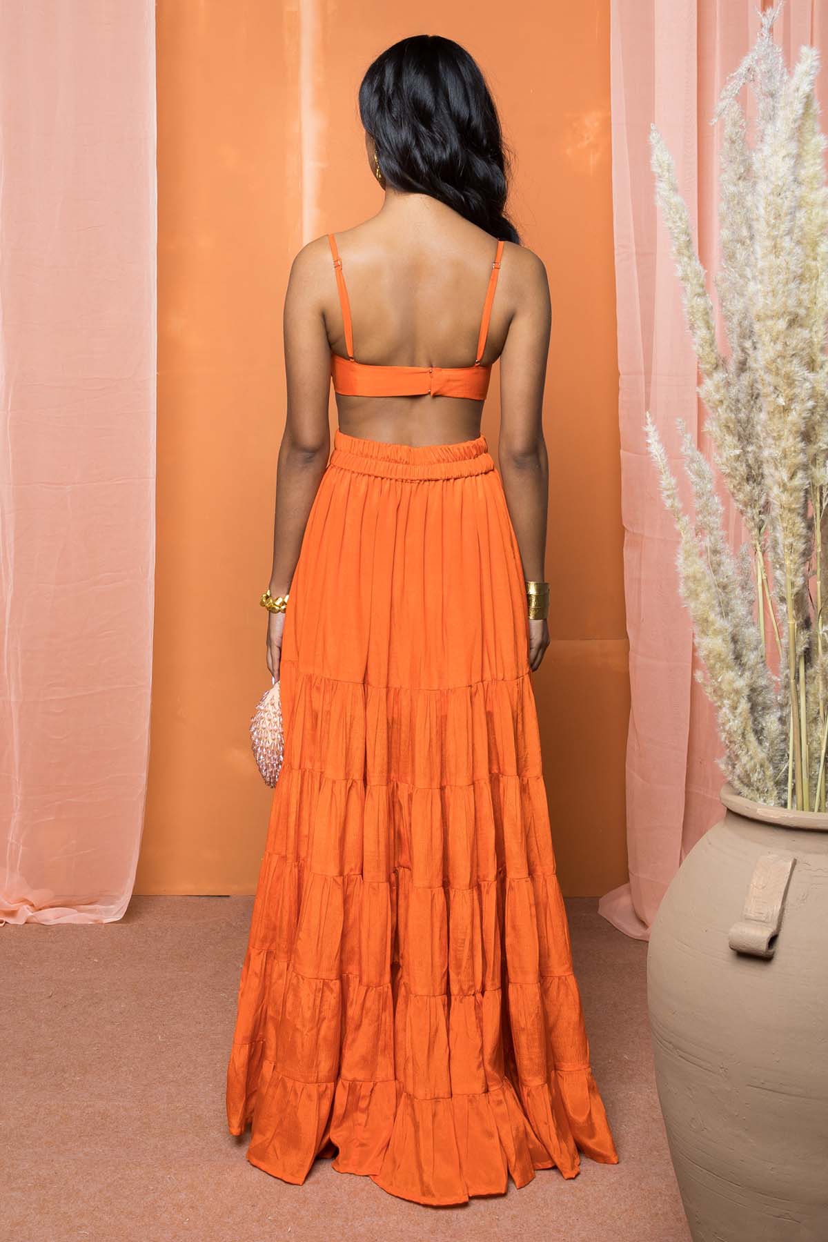 Orange Bralette & Tiered Skirt