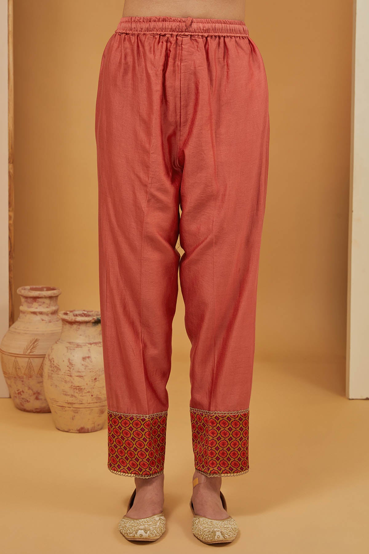 Orange Chanderi Silk Kurta Set