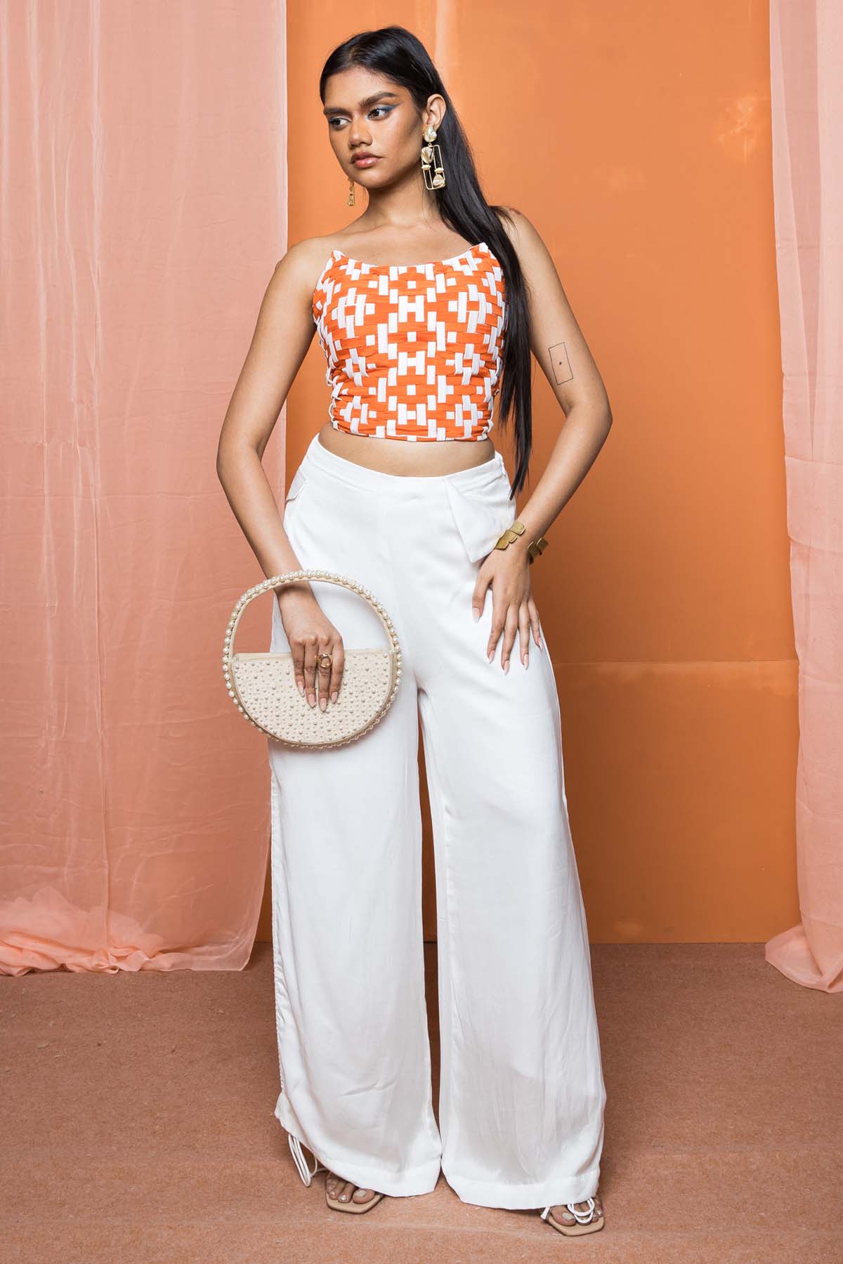 Orange Chinon Corset Bustier