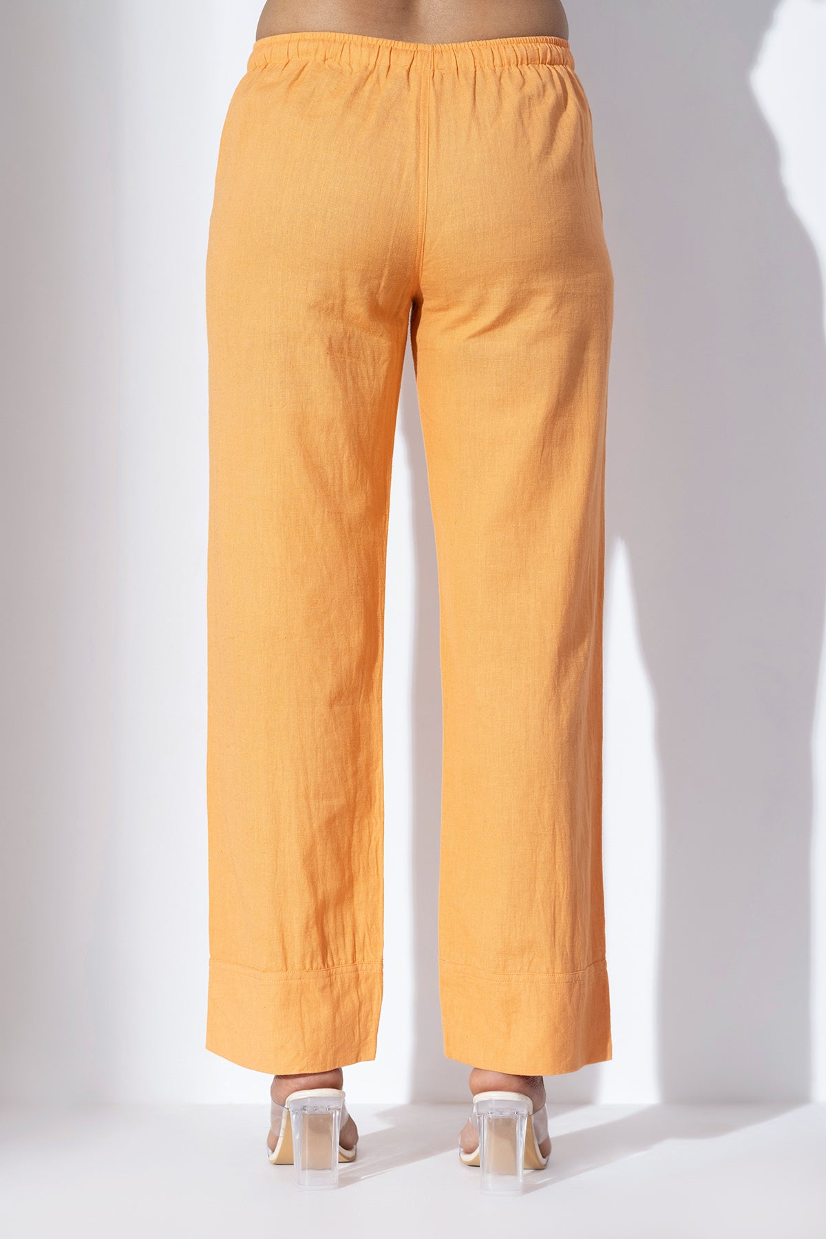 Orange Cotton Straight Pants