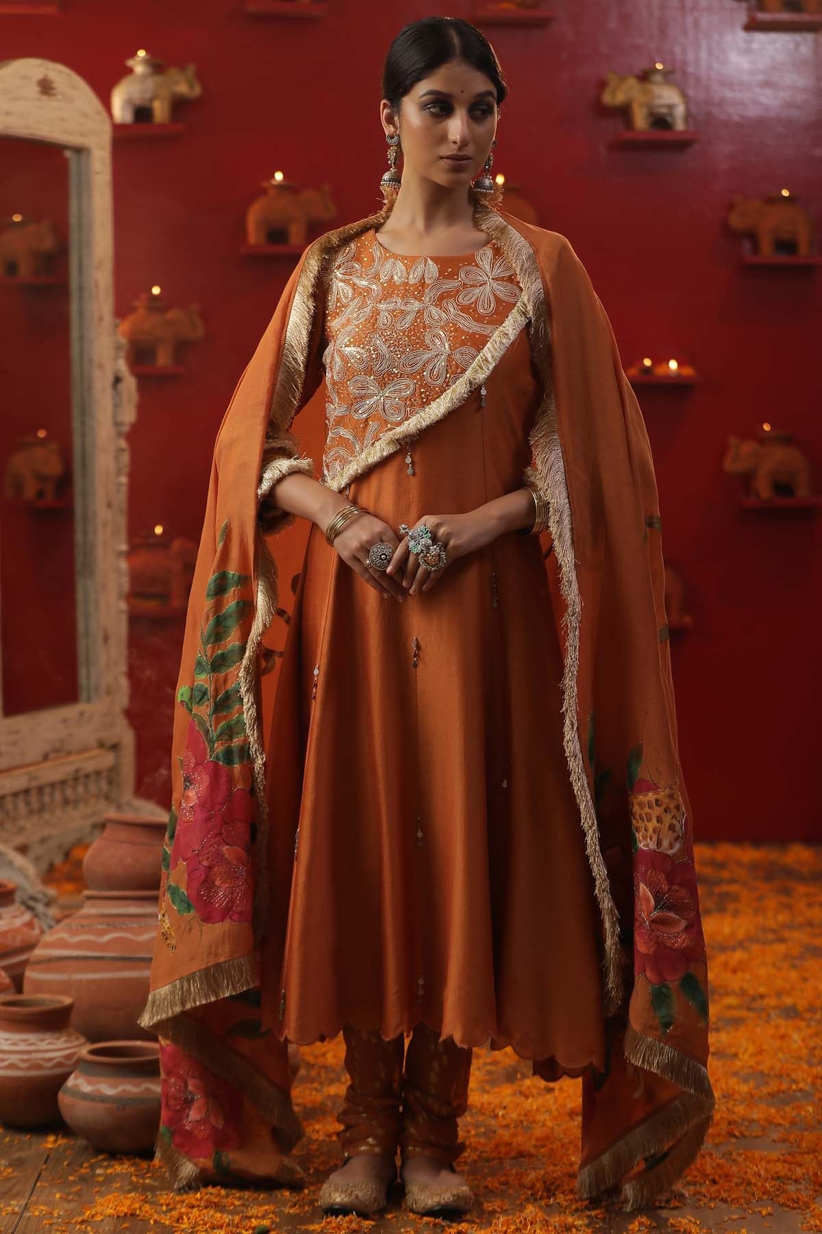 Buy Arpita SulakshanaOrange Dori Embroidered Kurta Set