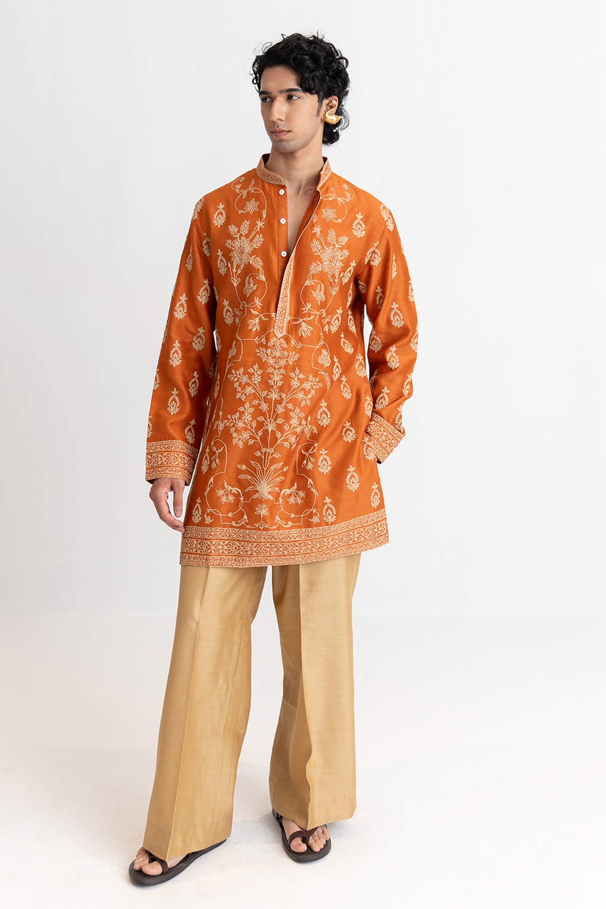 Buy Orange Dori Marodi Kurta & Pant for men by Ajiesh Oberoi online available at scrollnshops