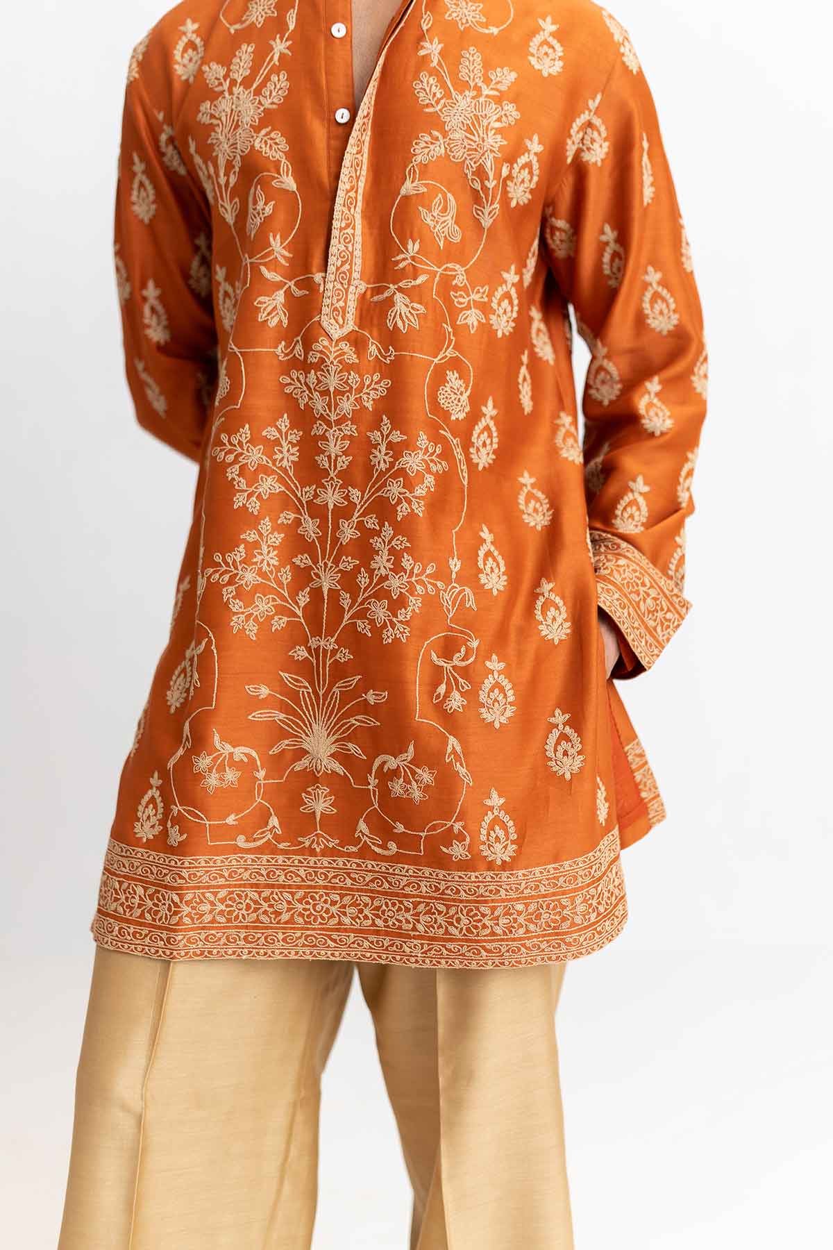 Orange Dori Marodi Kurta & Pant