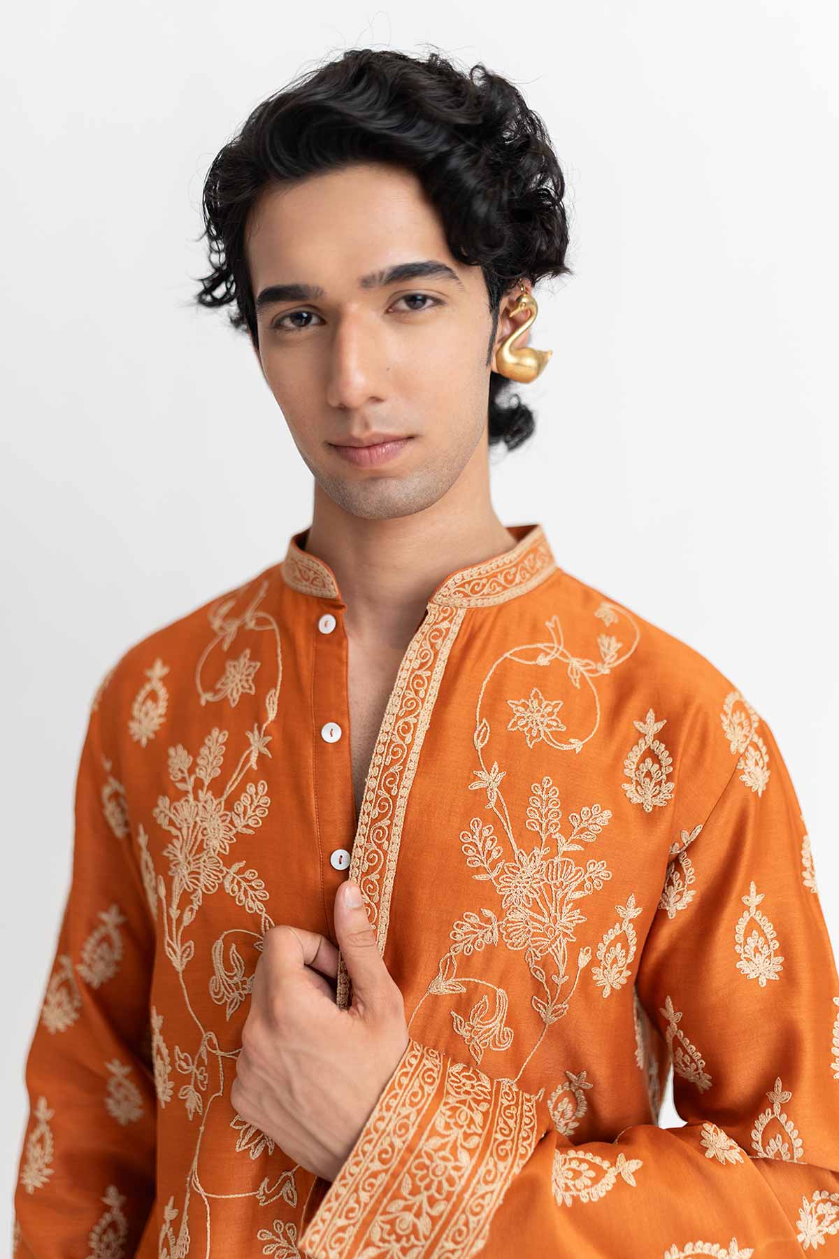Orange Dori Marodi Kurta & Pant