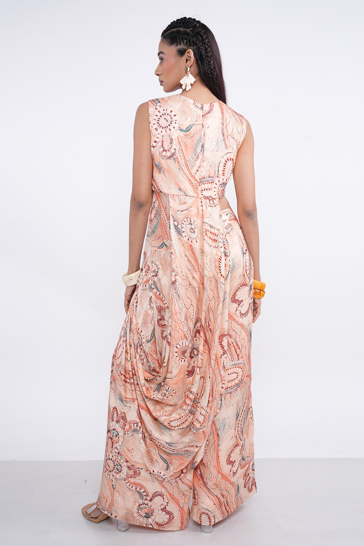 Orange Drape Cowl Top & Pants