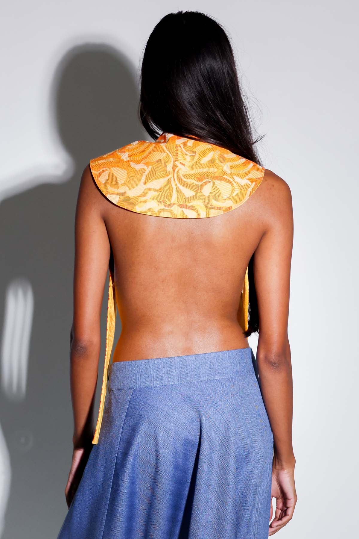 Orange Draped Backless Top