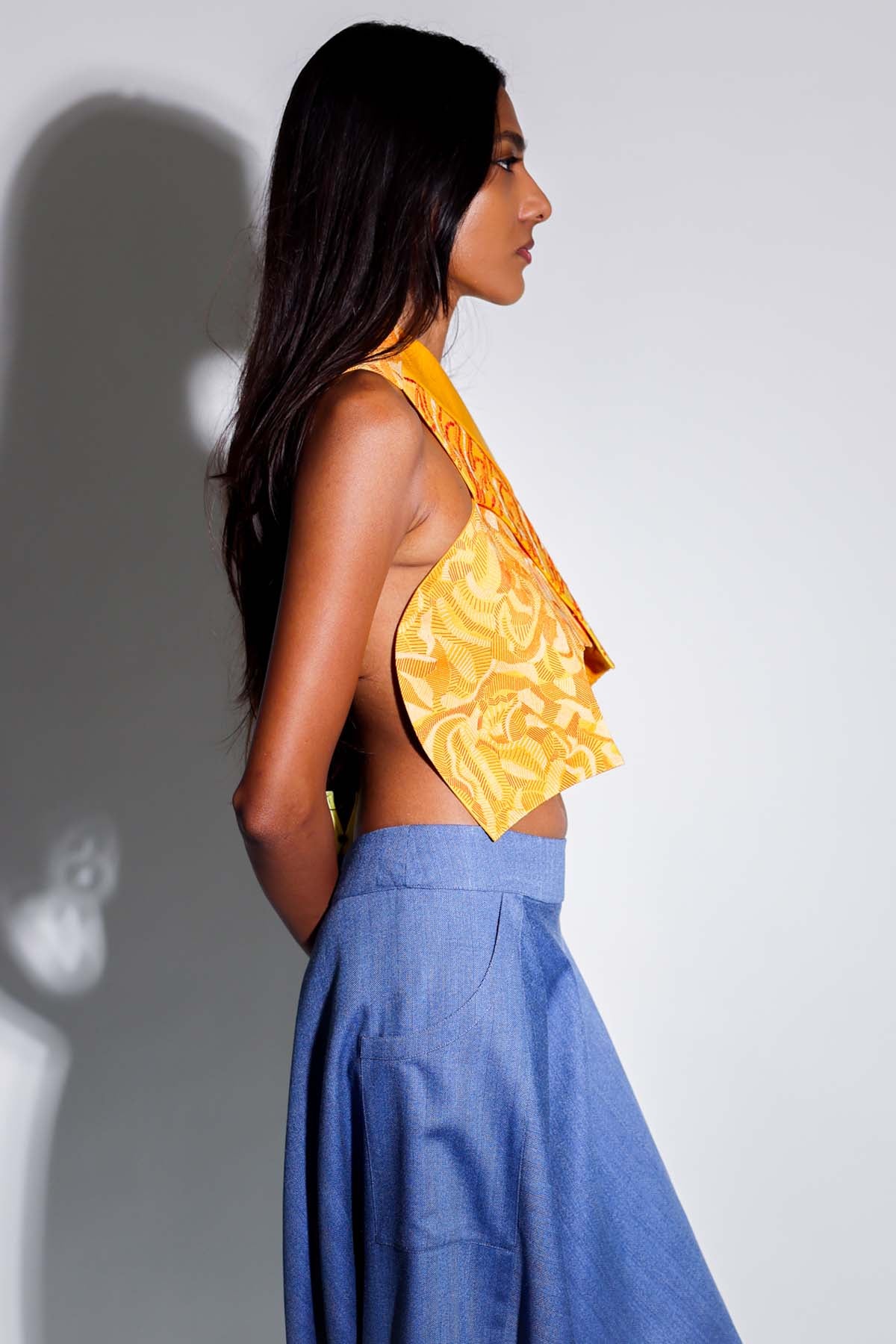 Orange Draped Backless Top