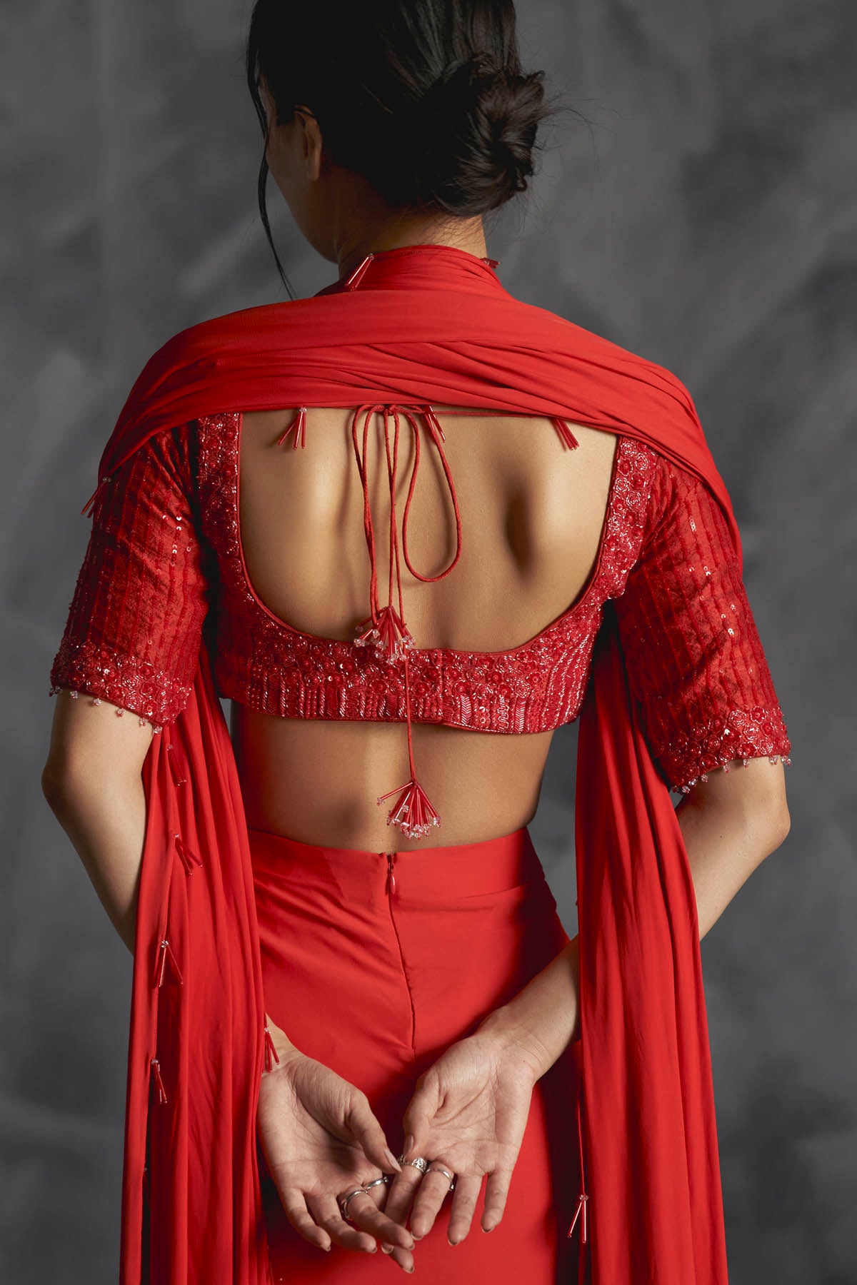 Orange Draped Indo-Western Set