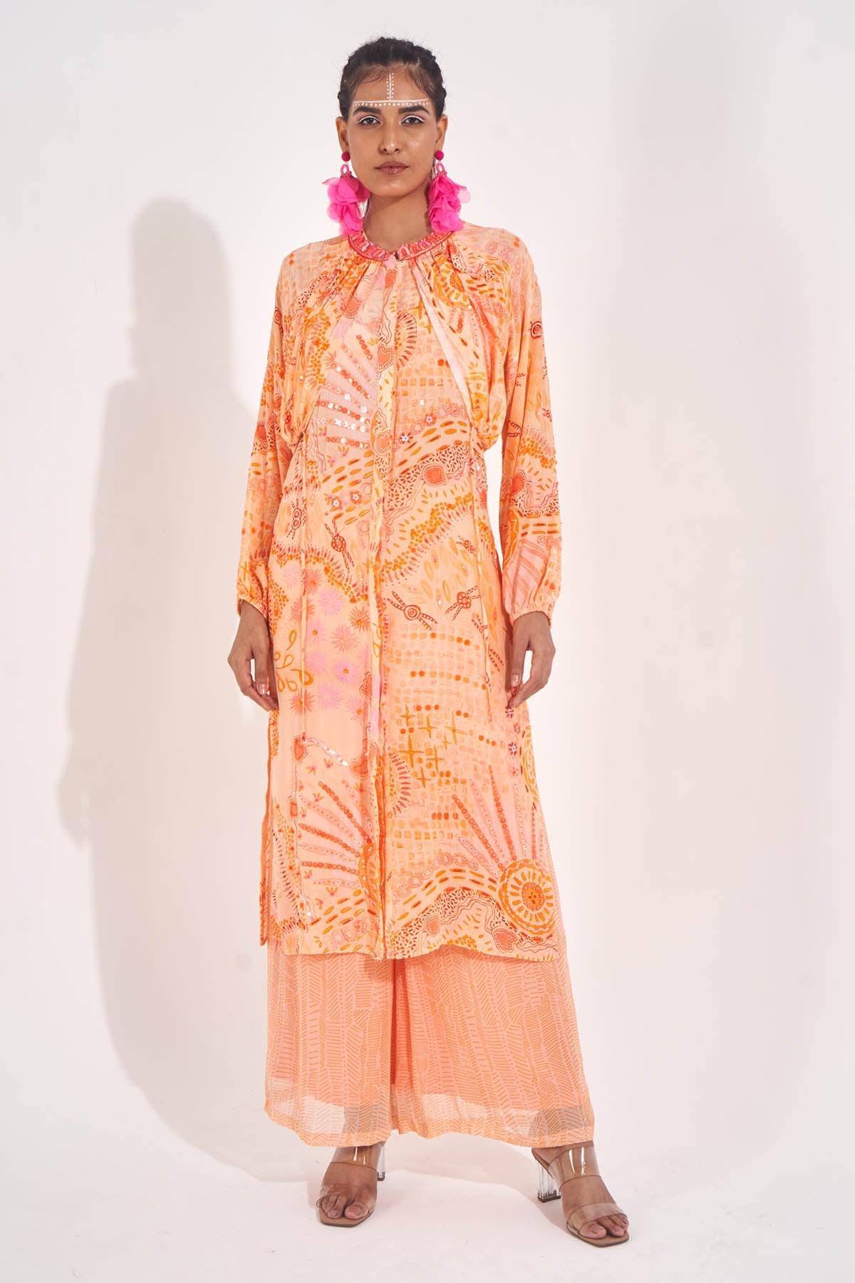 Demira Orange Embellished Kurta & Pants for women online at ScrollnShops