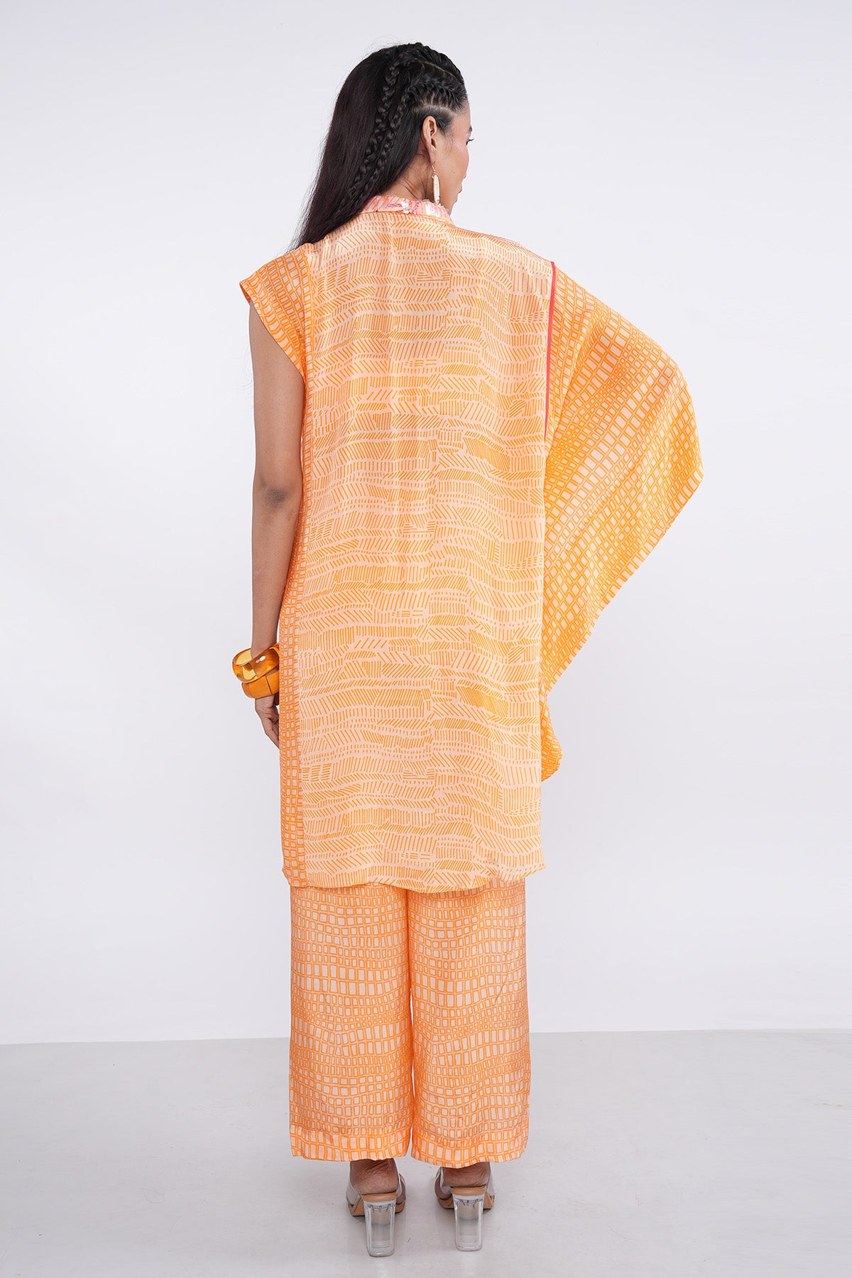 Orange Embellished Kurta Set