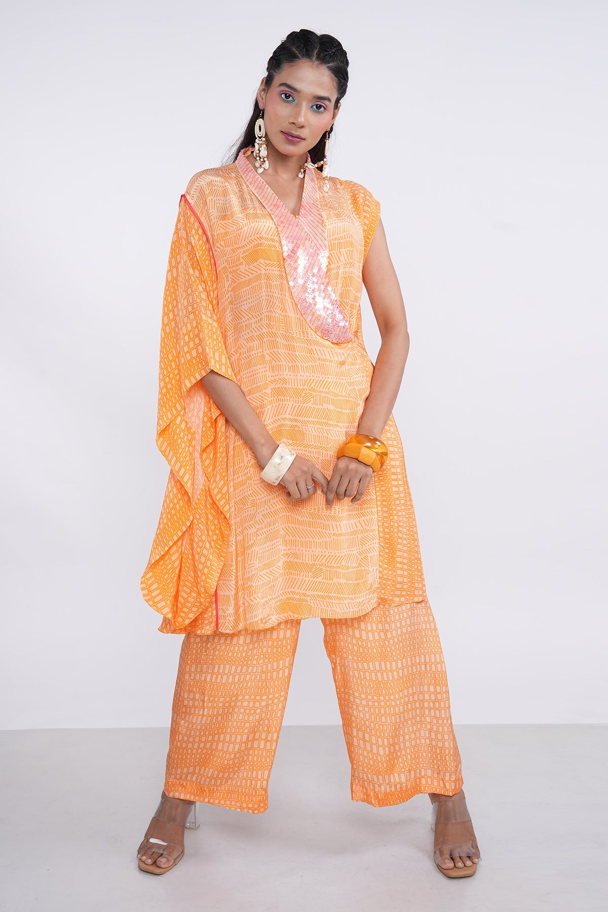 Buy Orange Embellished Kurta Set by Demira for women online at ScrollnShops