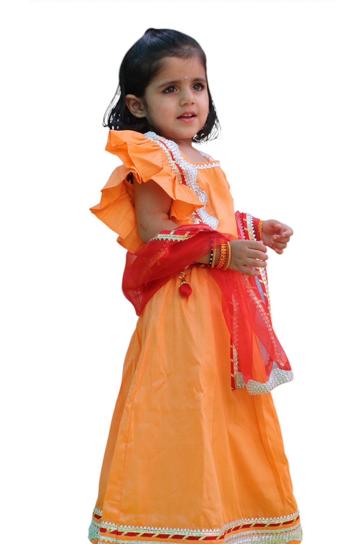 Orange Embellished Lehenga Set