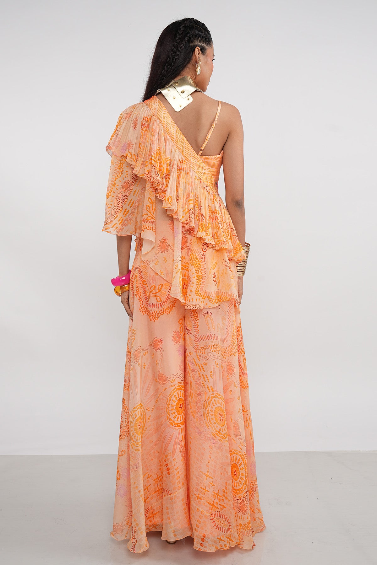 Orange Embellished Sharara Set