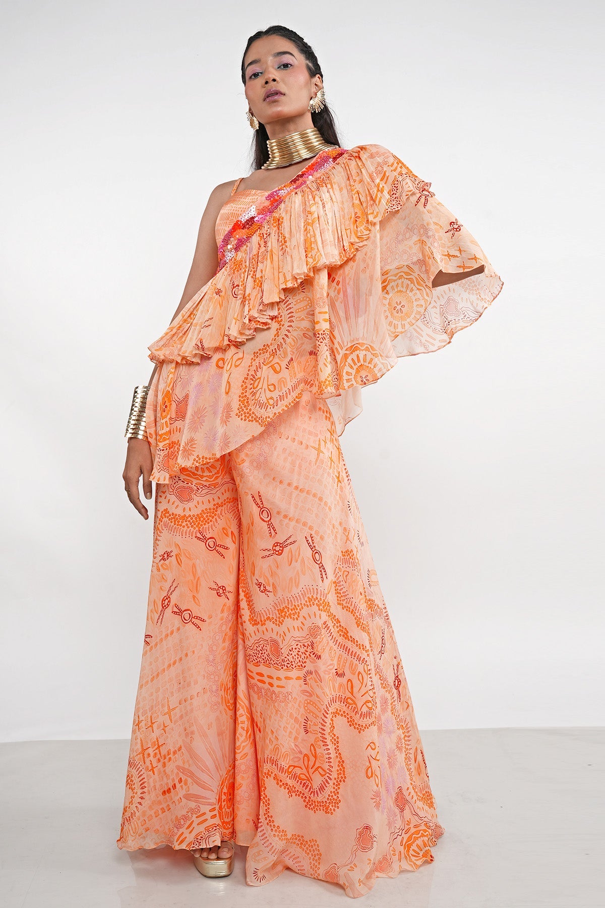Buy Orange Embellished Sharara Set by Demira for women online at ScrollnShops