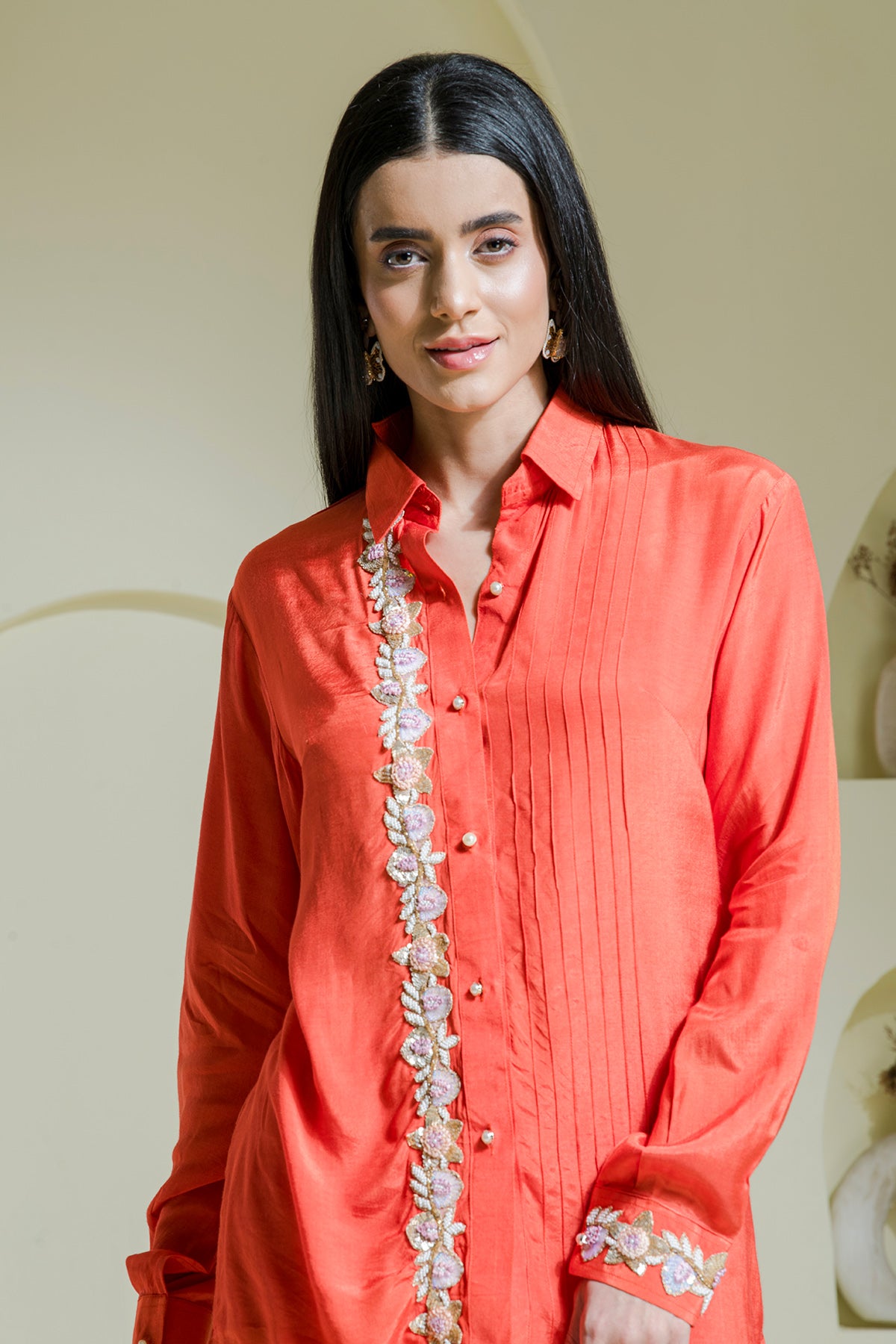 Orange Embroidered Co-ord Set