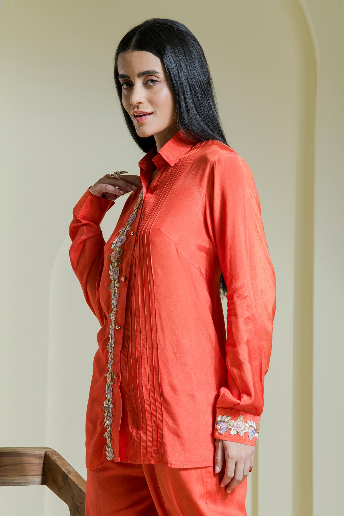 Orange Embroidered Co-ord Set