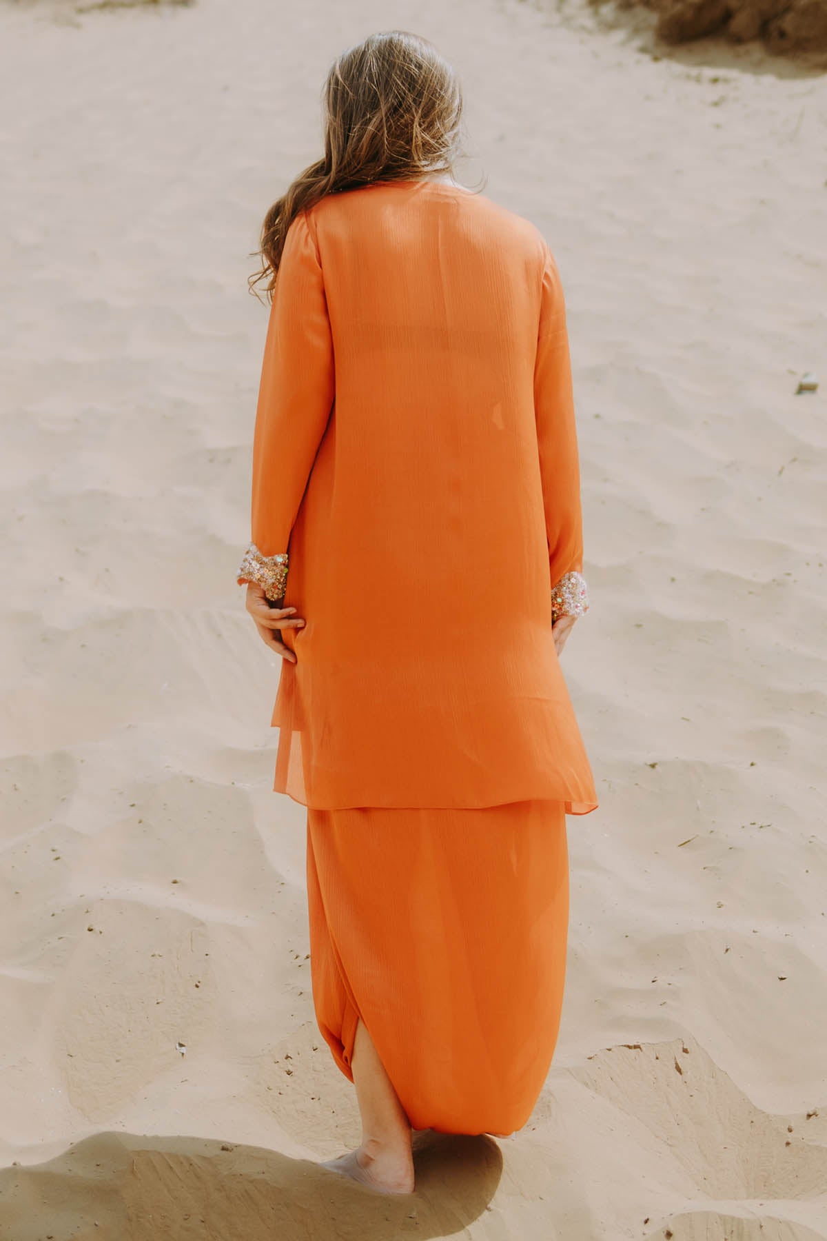 Orange Embroidered Kurta & Dhoti