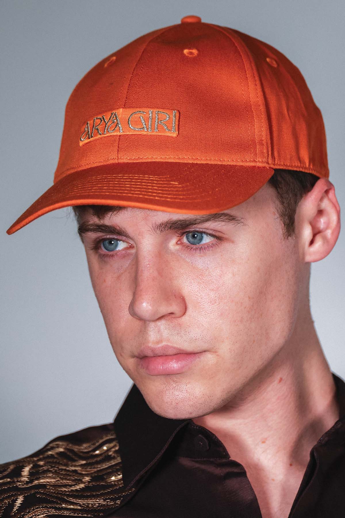 Arya Giri Orange Embroidered Logo Cap for accessories online at ScrollnShops