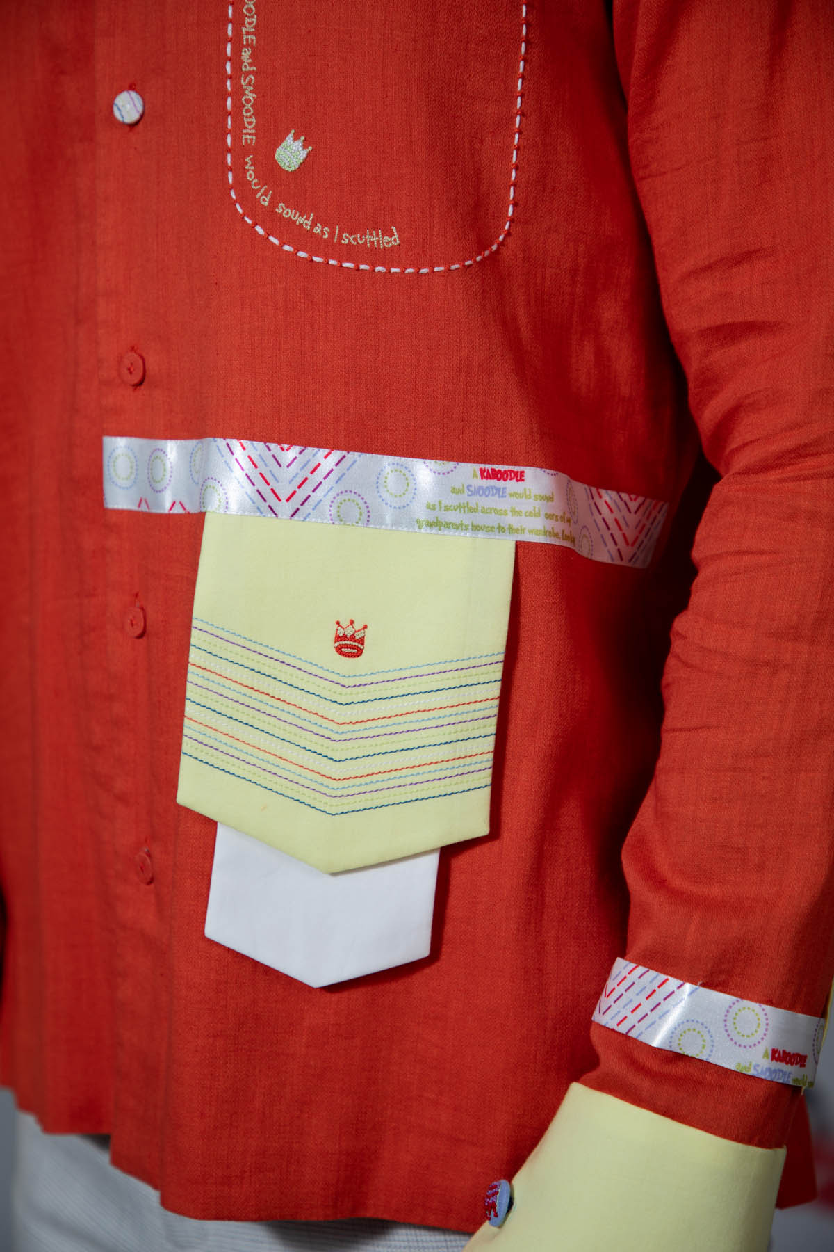 Orange Embroidered Pocket Shirt