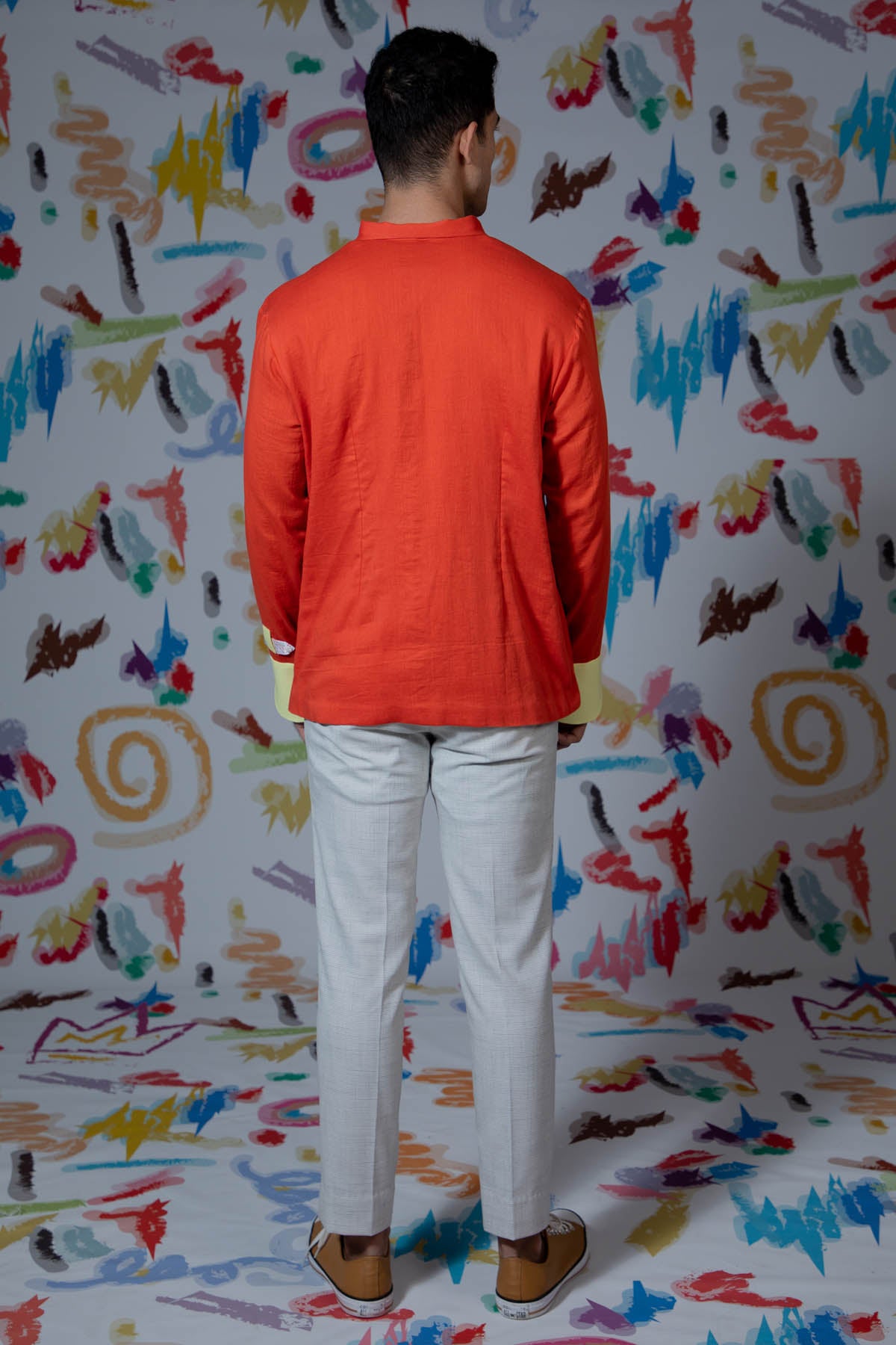 Orange Embroidered Pocket Shirt