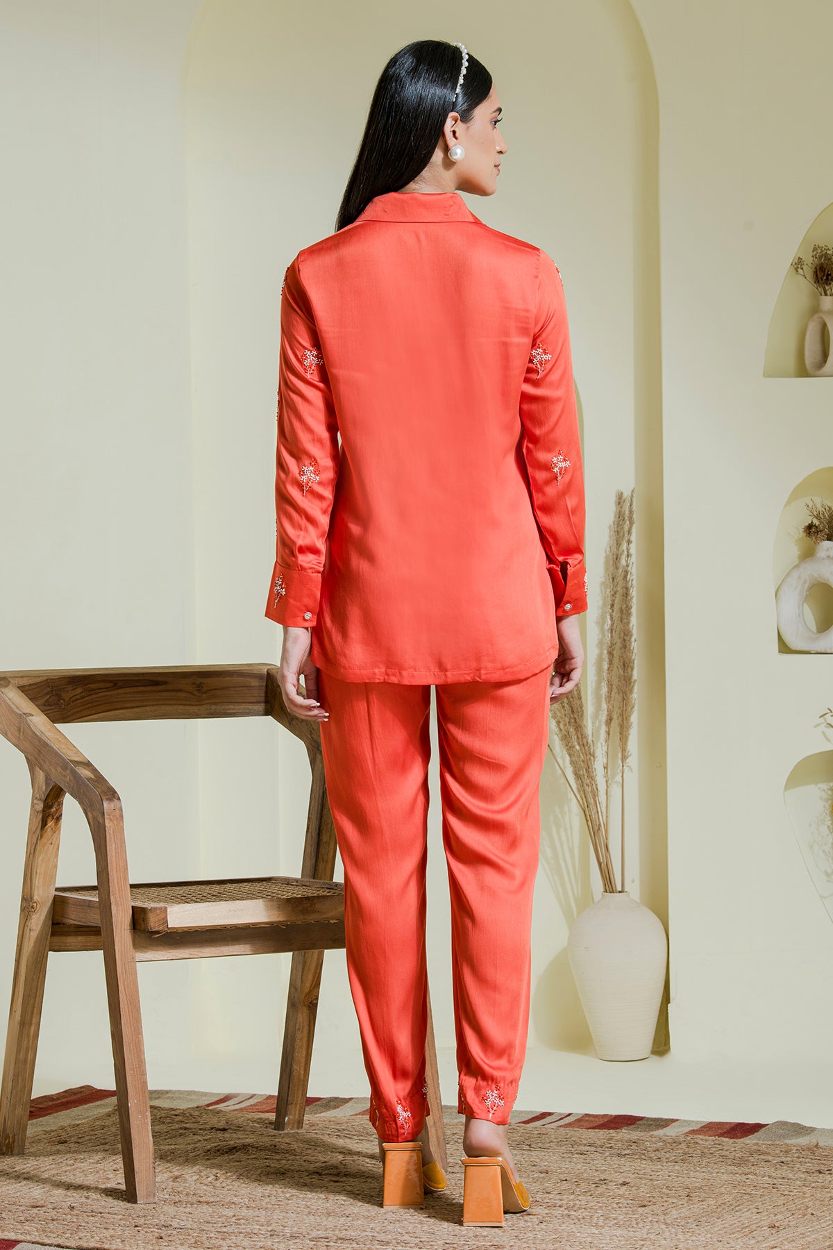 Orange Embroidered Shirt & Pants