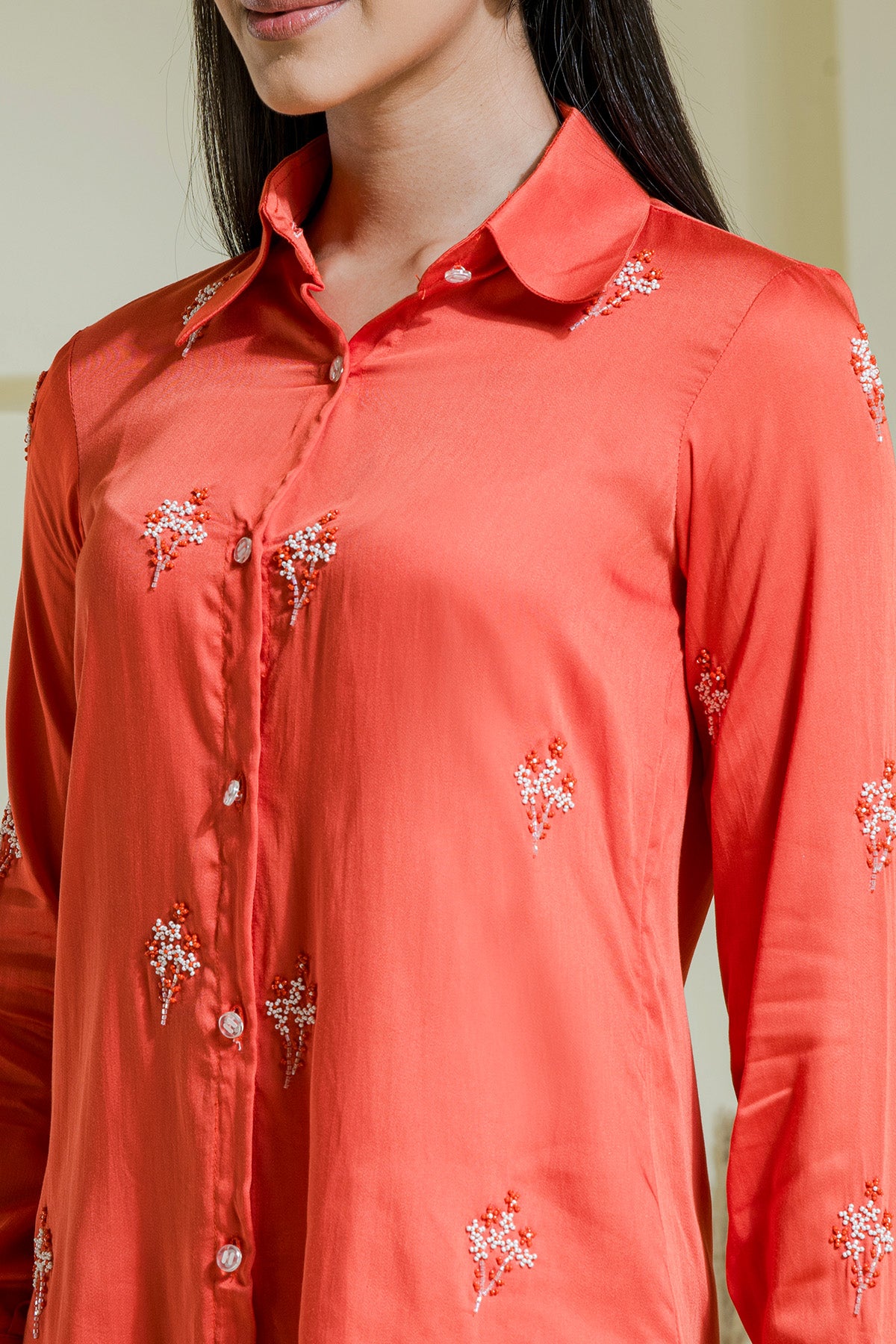 Orange Embroidered Shirt & Pants