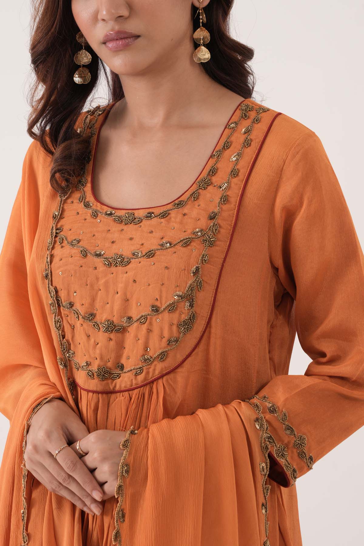 Orange Flare Kurta Palazzo Set