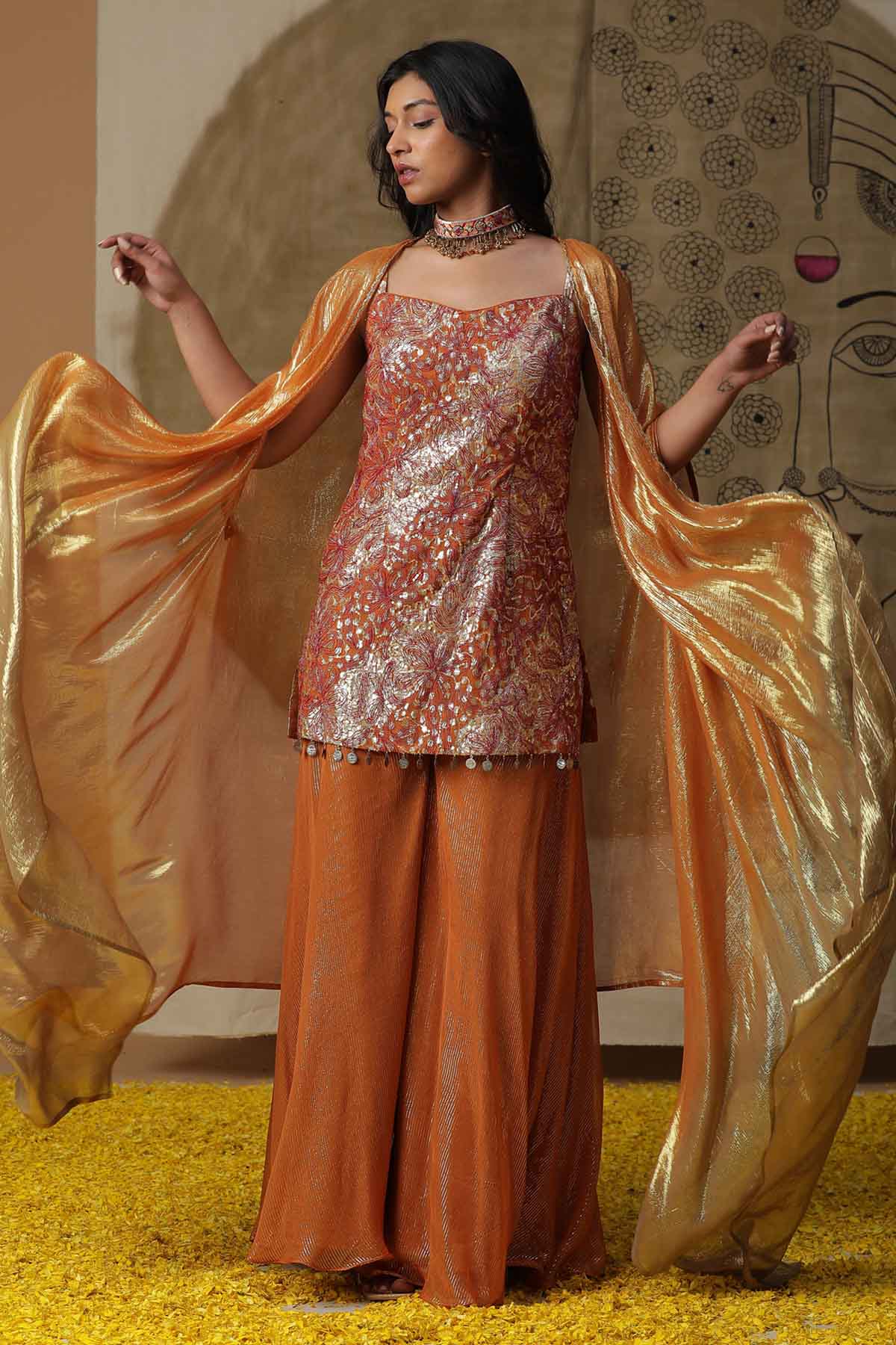 Buy Arpita SulakshanaOrange Georgette Kurta Set
