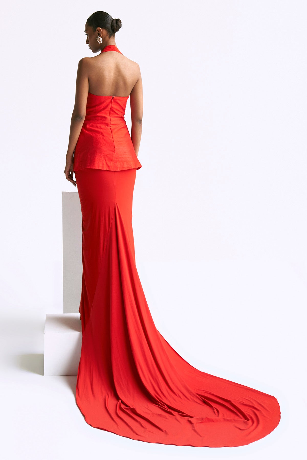 Orange Halter Indo-Western Set