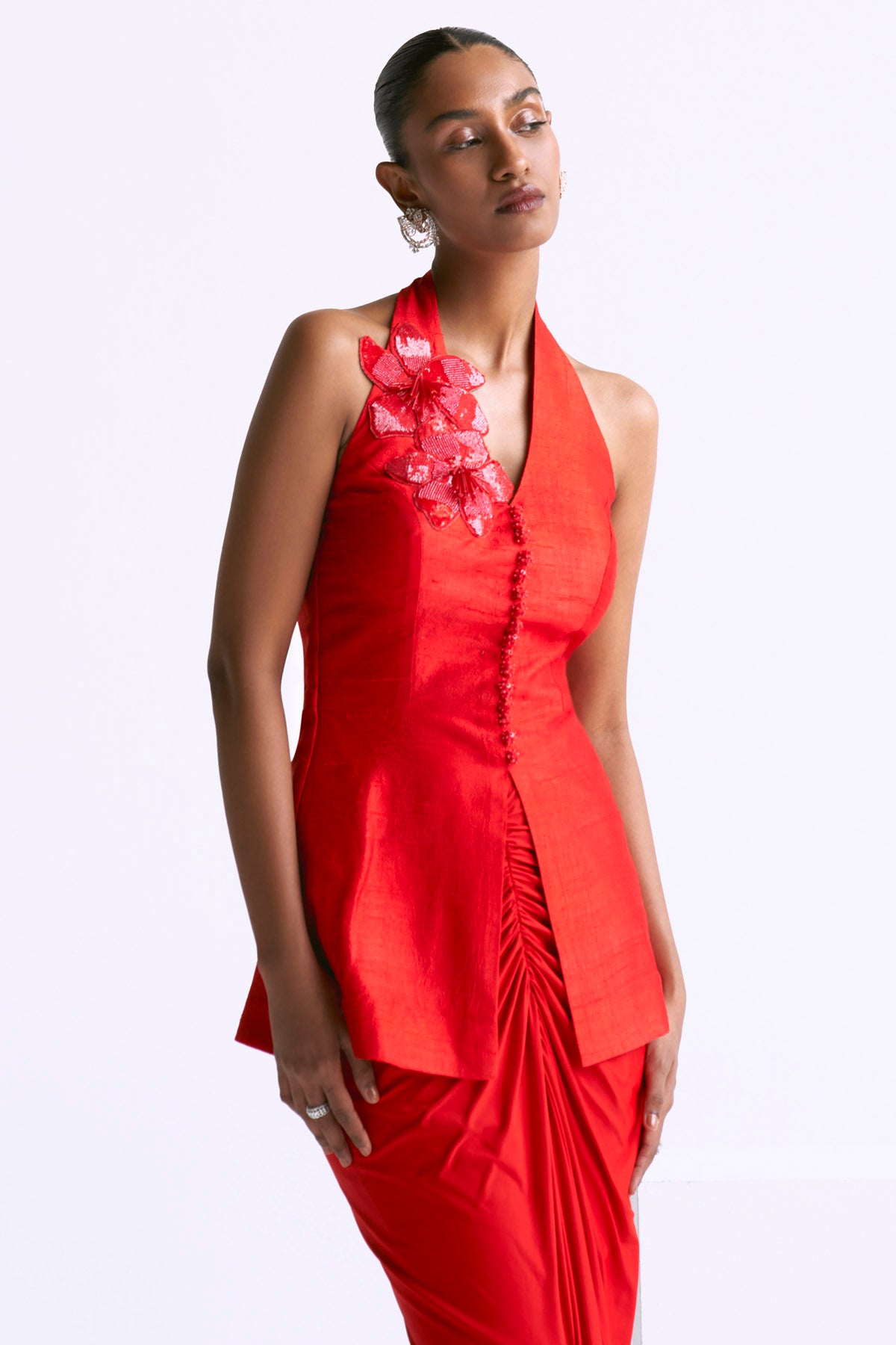 Orange Halter Indo-Western Set