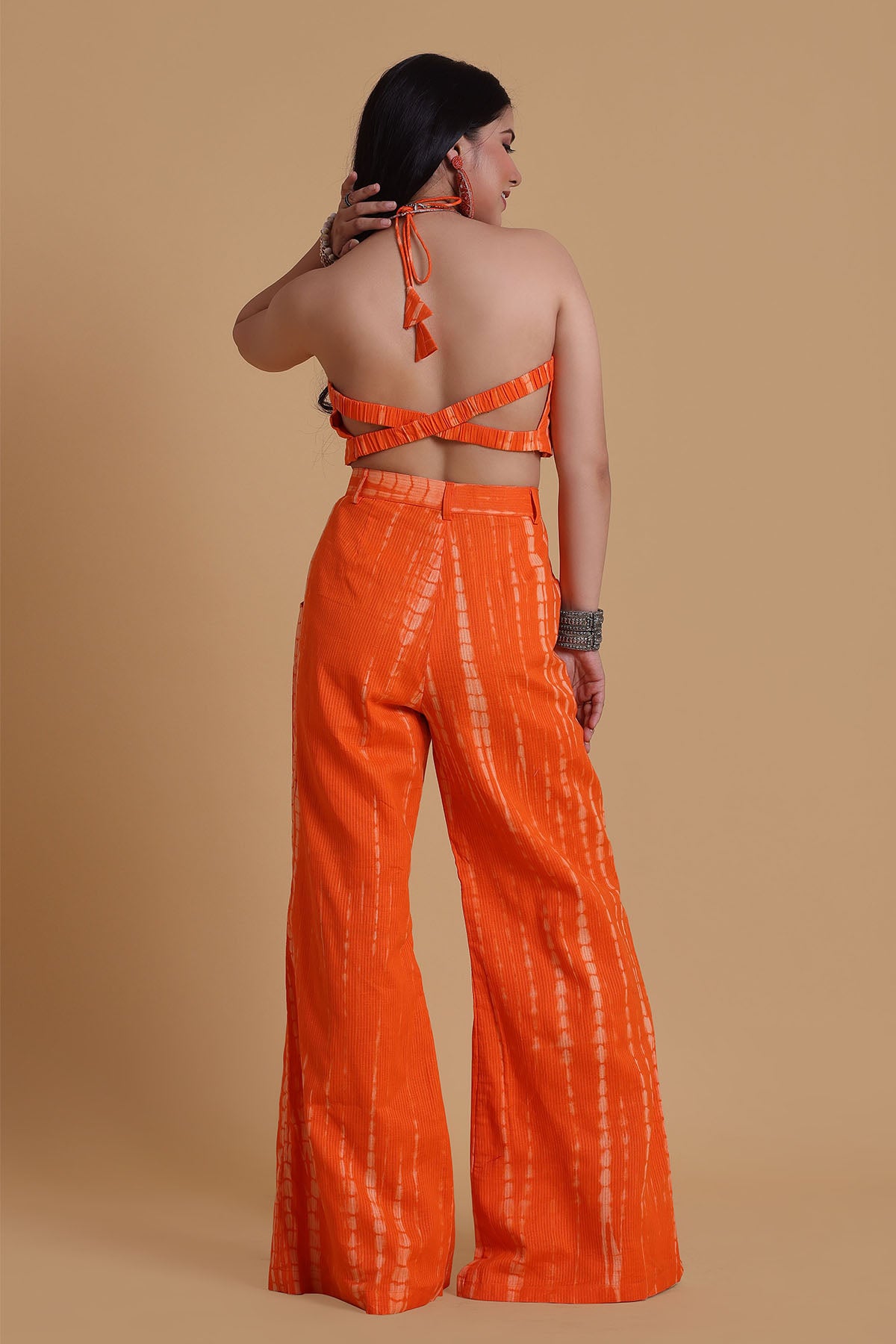Orange Halter Neck Top & Pants