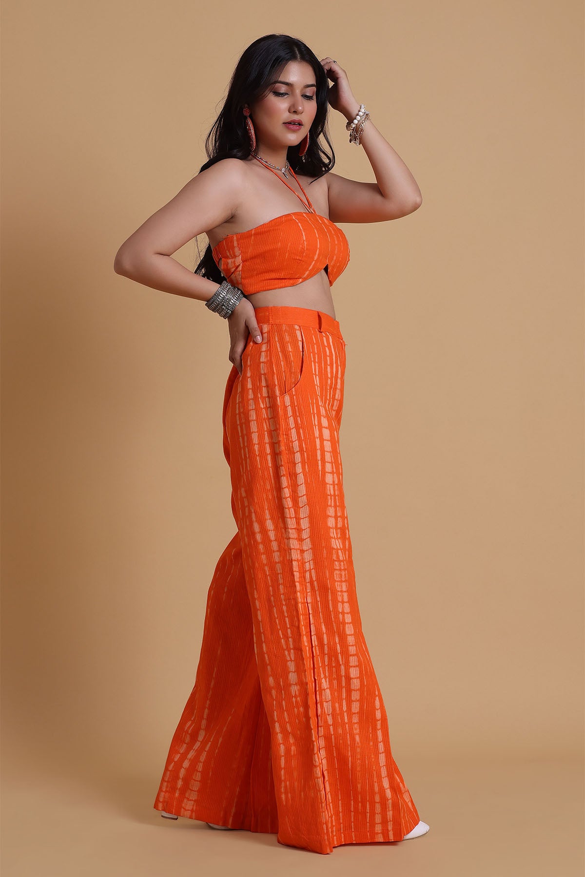 Orange Halter Neck Top & Pants