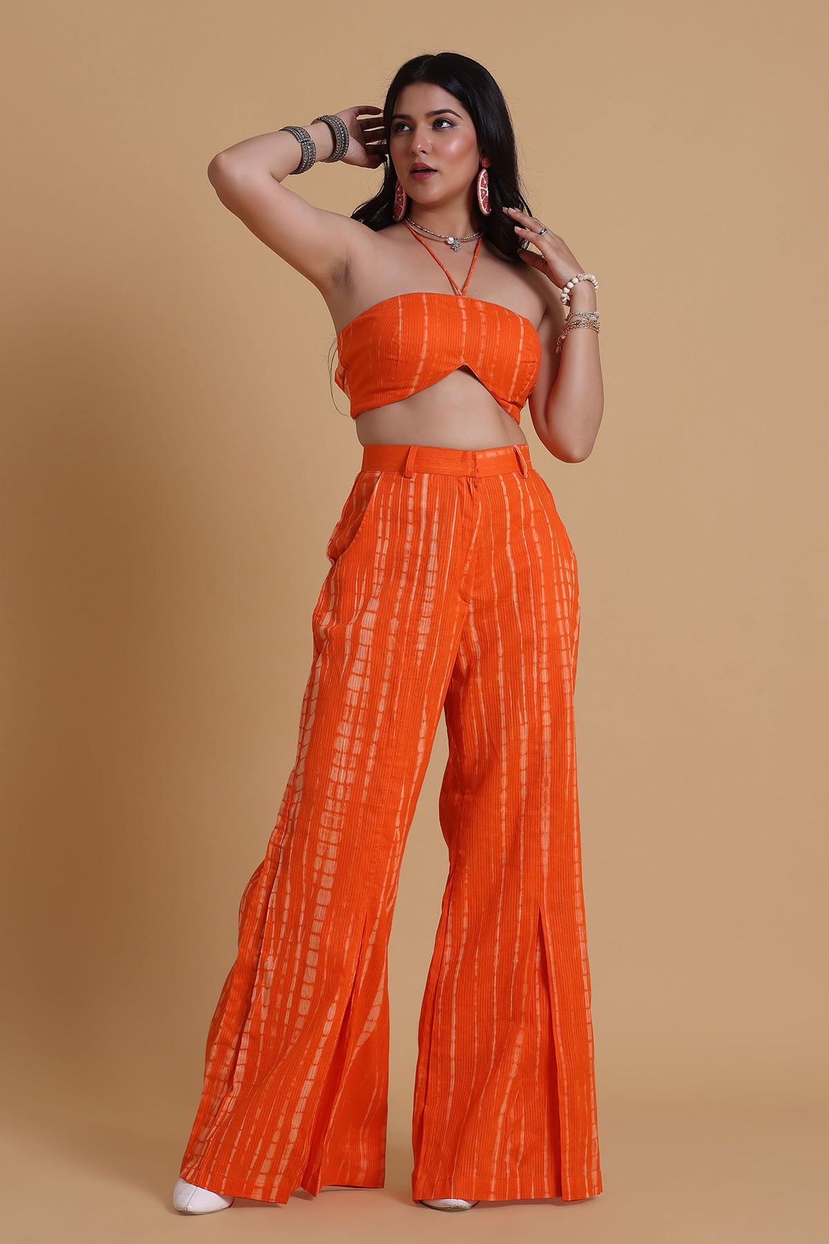 Orange Halter Neck Top & Pants