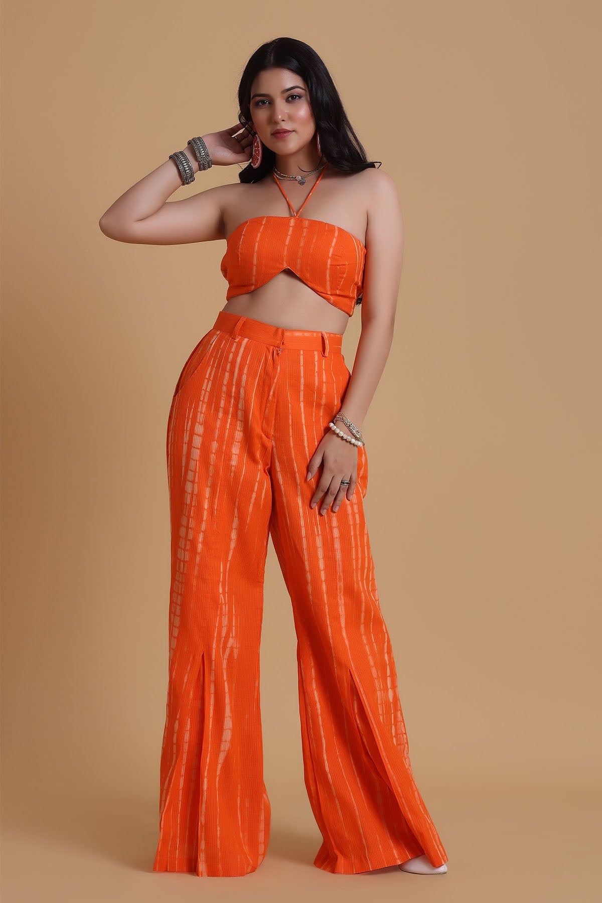 Buy Orange Halter Neck Top & Pants by The House Of Shes for women online at ScrollnShops