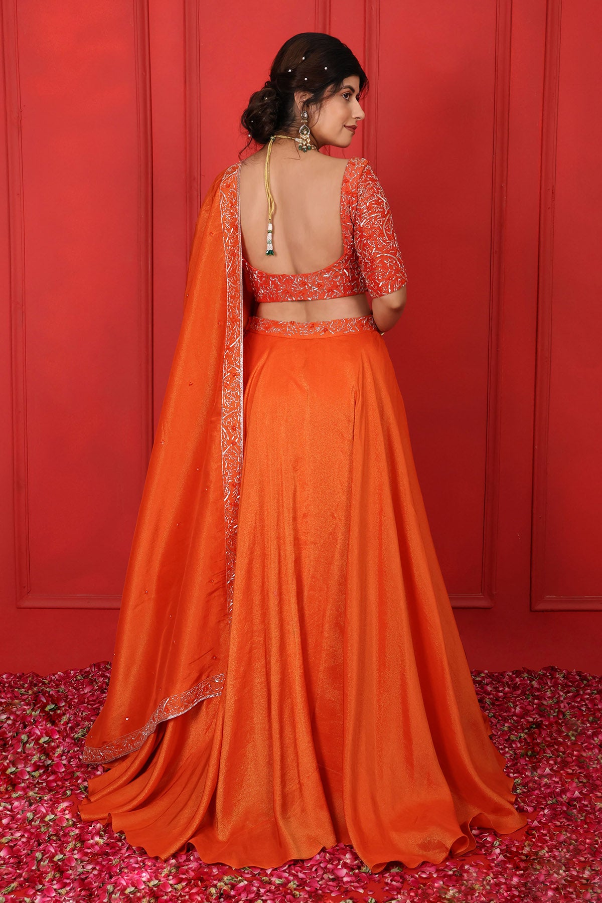 Orange Handwork Lehenga Set